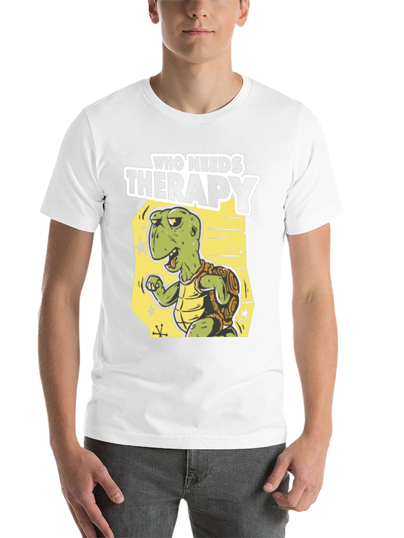 Black Funny Turtle Therapy T-Shirt - Unique Design view 14
