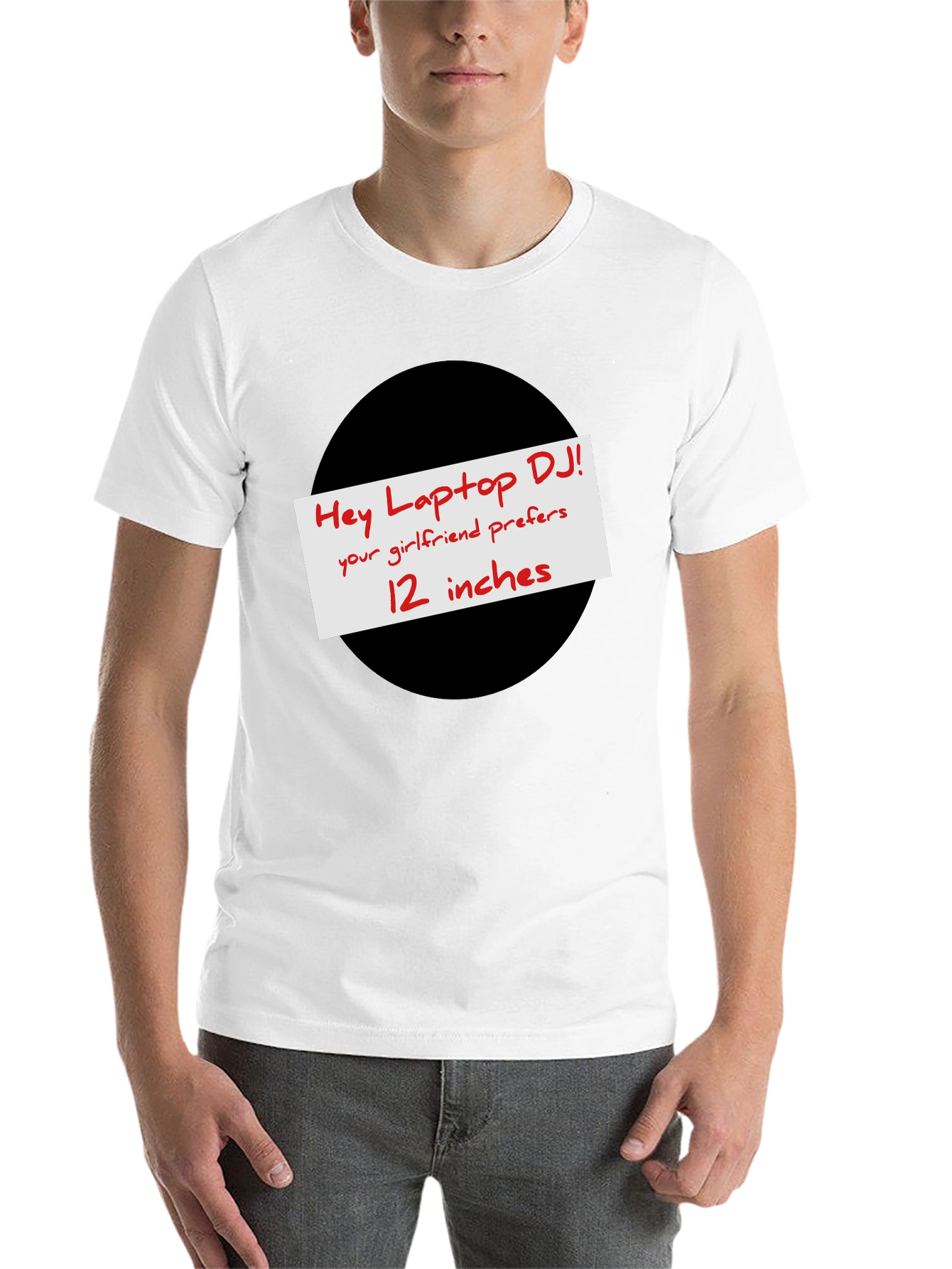 Black Hey Laptop DJ! Humor Tee view 14