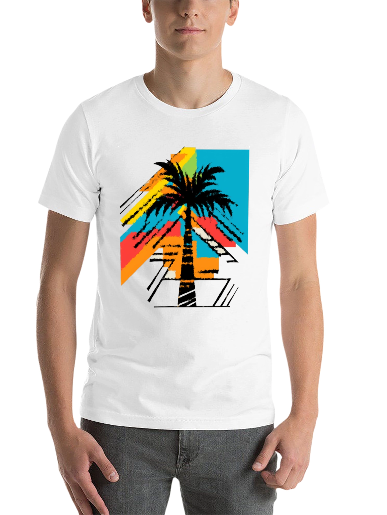 Black Retro Palm Tree Graphic Tee - Black T-Shirt view 14