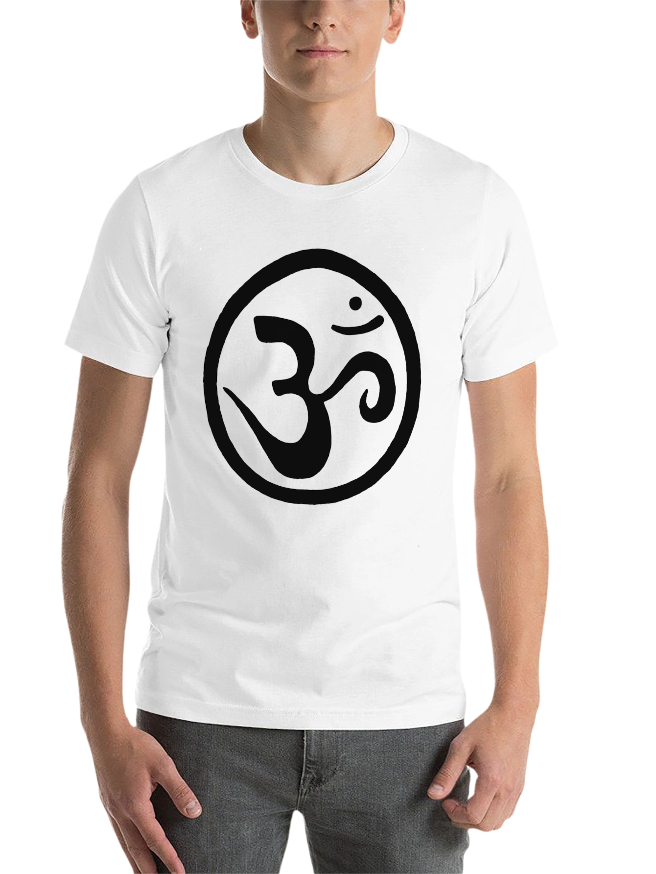 Black Men's Black Om Symbol Graphic T-Shirt view 14