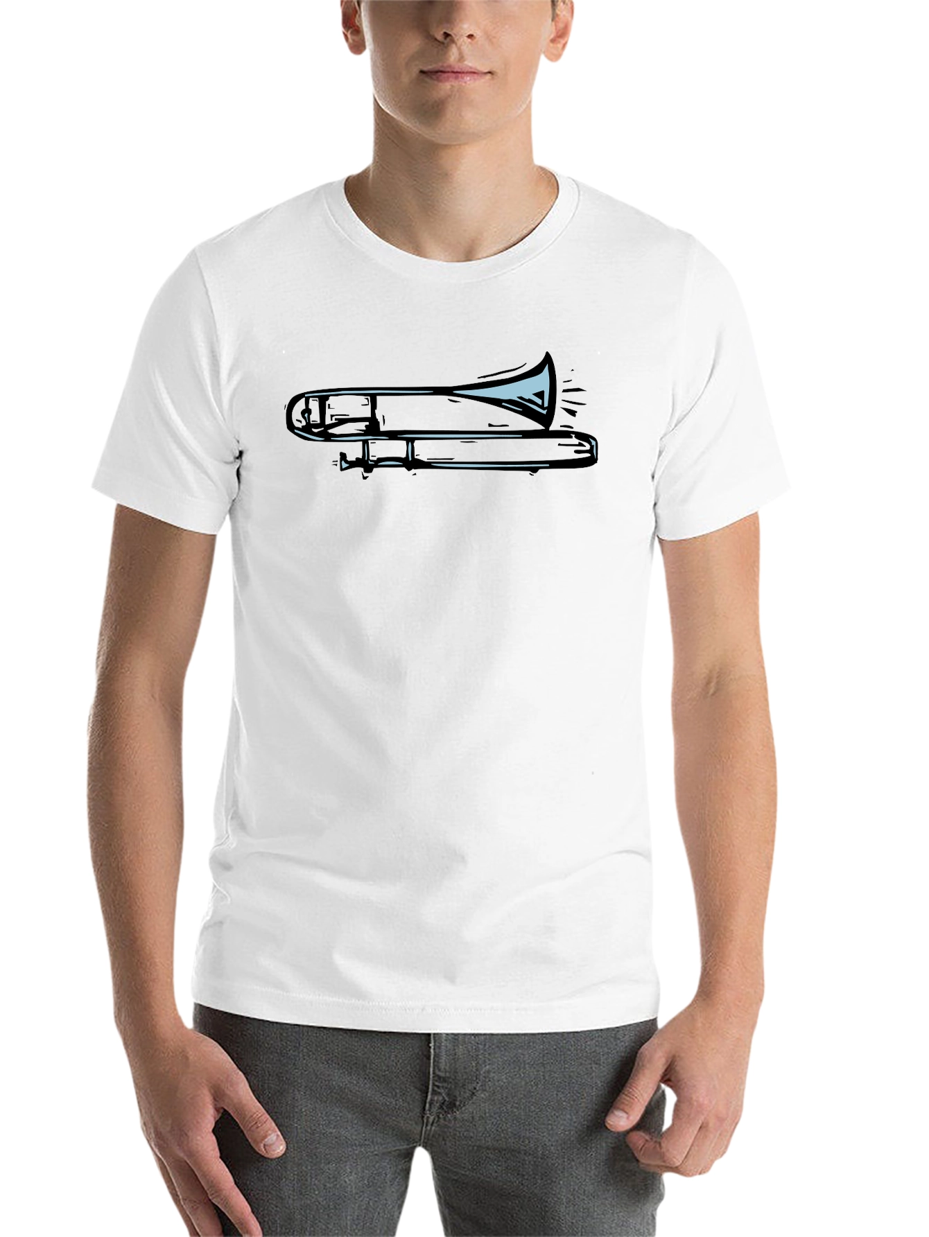 Black Trombone Graphic Tee - Cool Musician Shirt view 14
