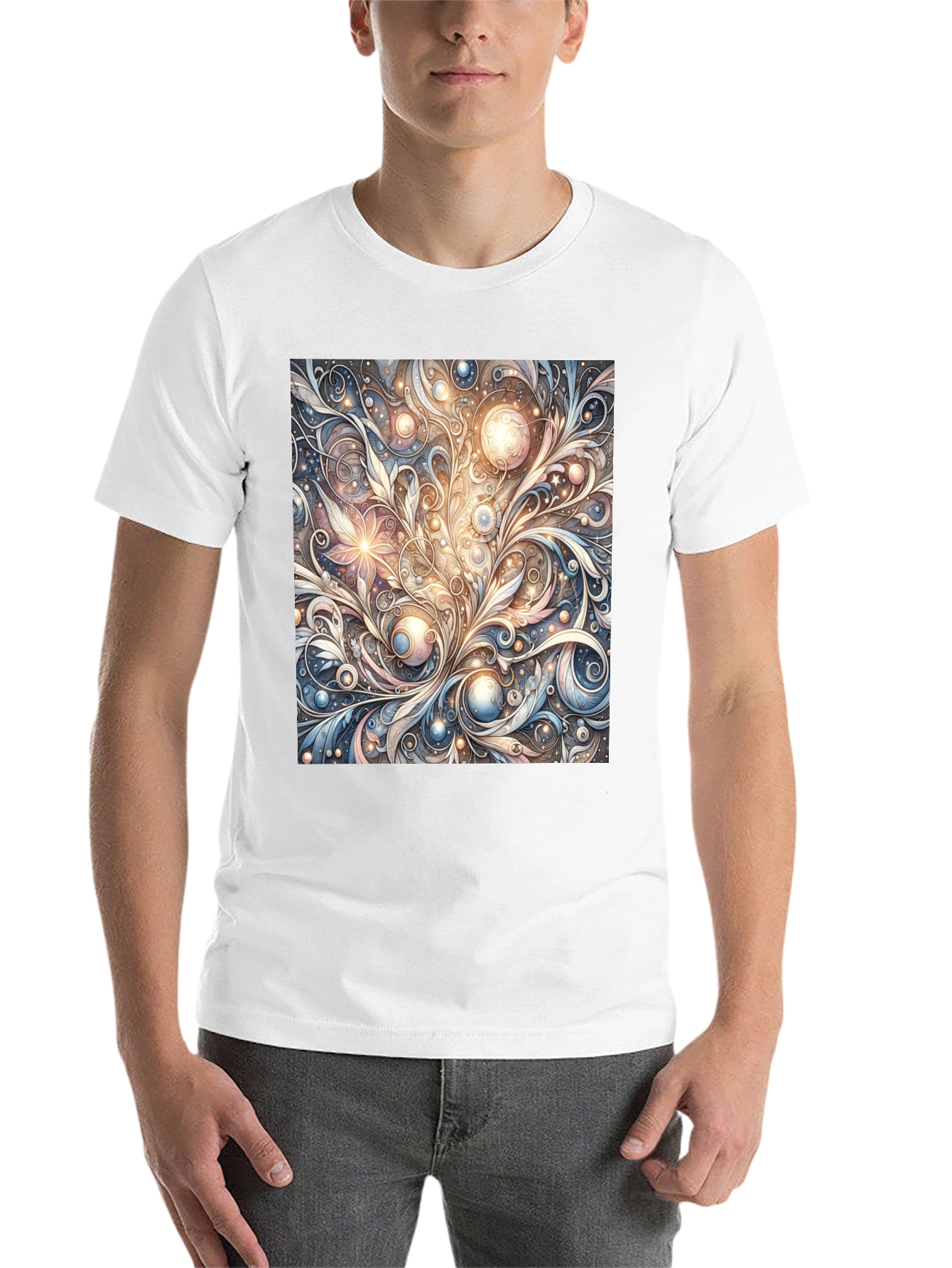 Black Art Nouveau Swirl T-Shirt: Unique Pattern Tee view 14