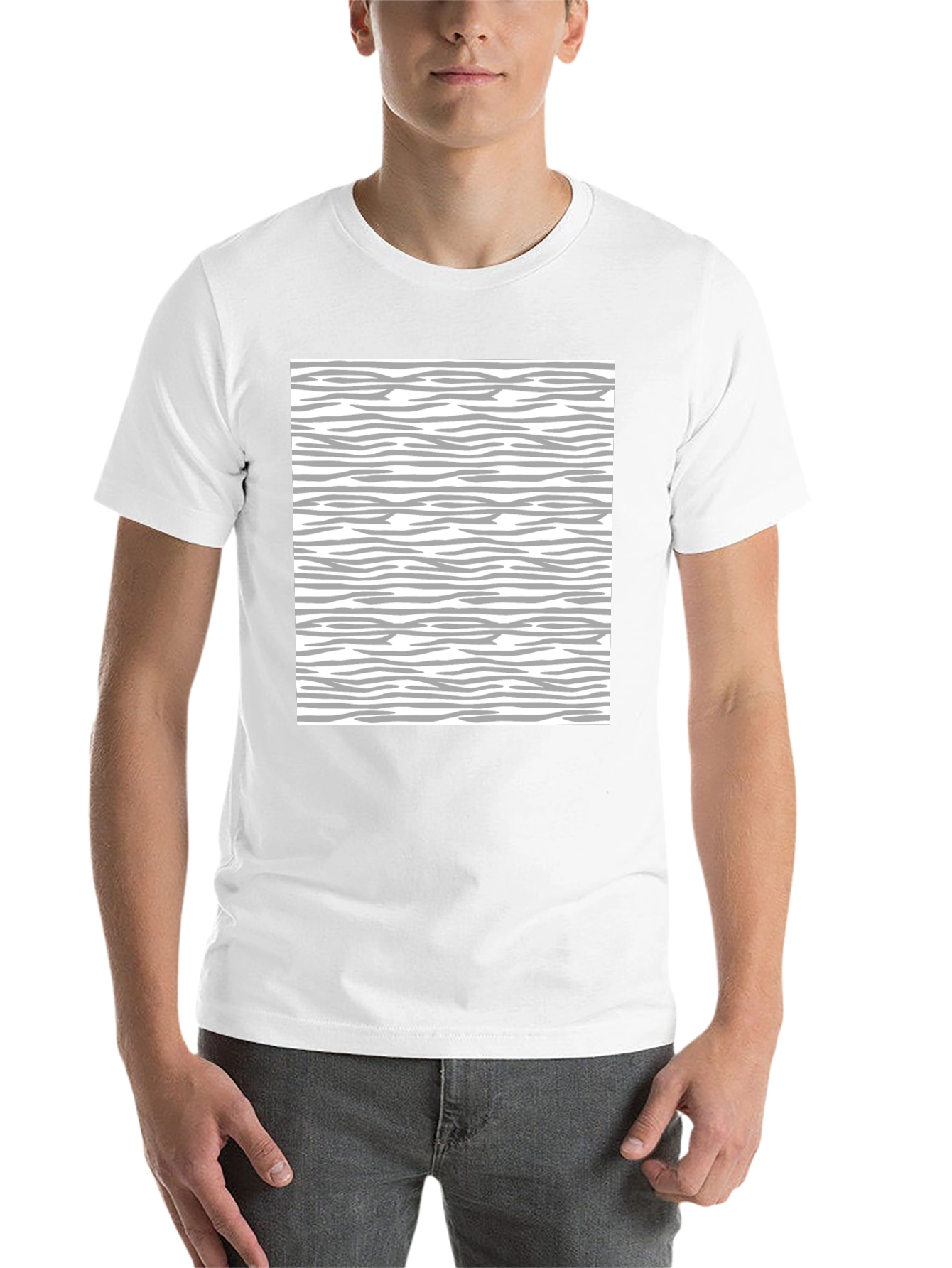 Black Abstract Zebra Striped Black T-Shirt view 14
