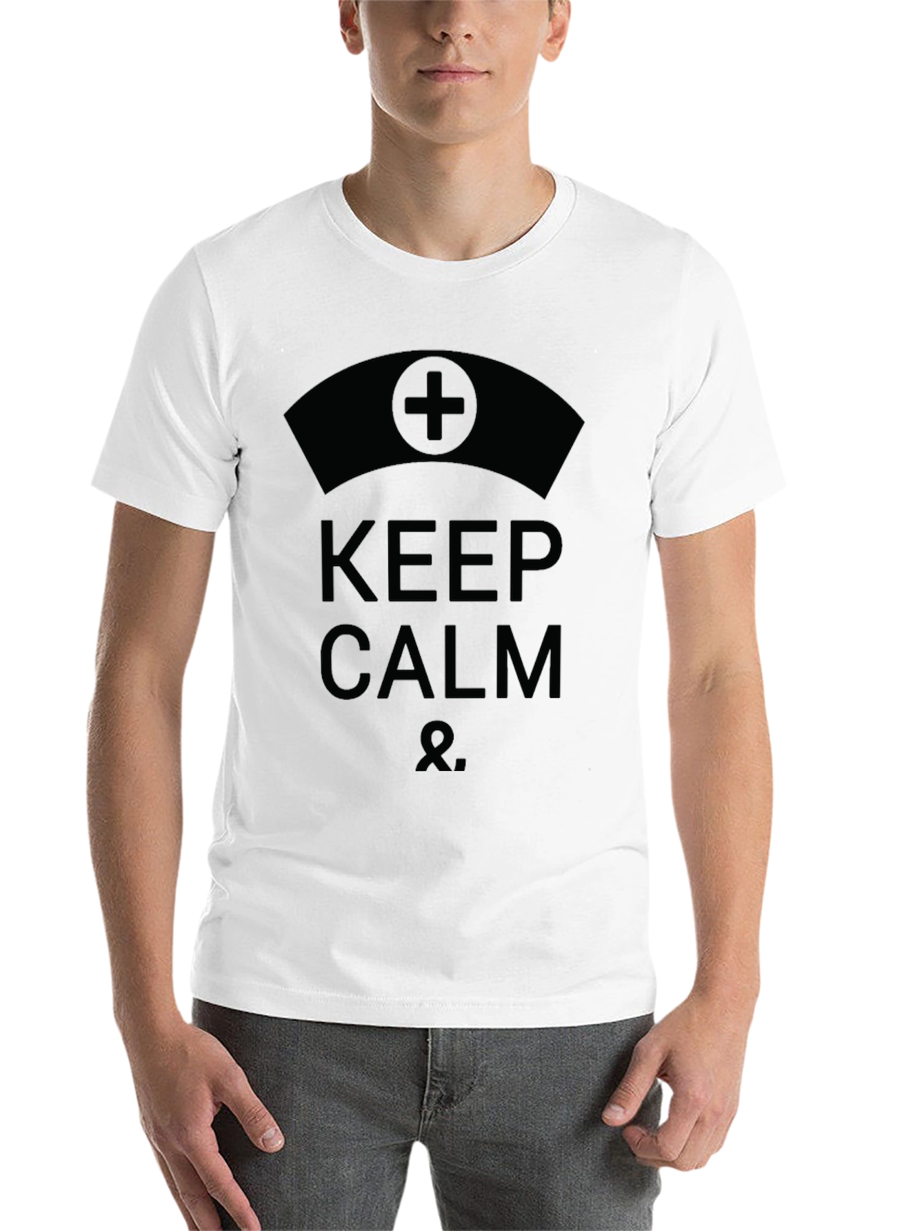 Black Keep Calm Nurse Black Graphic T-Shirt view 14