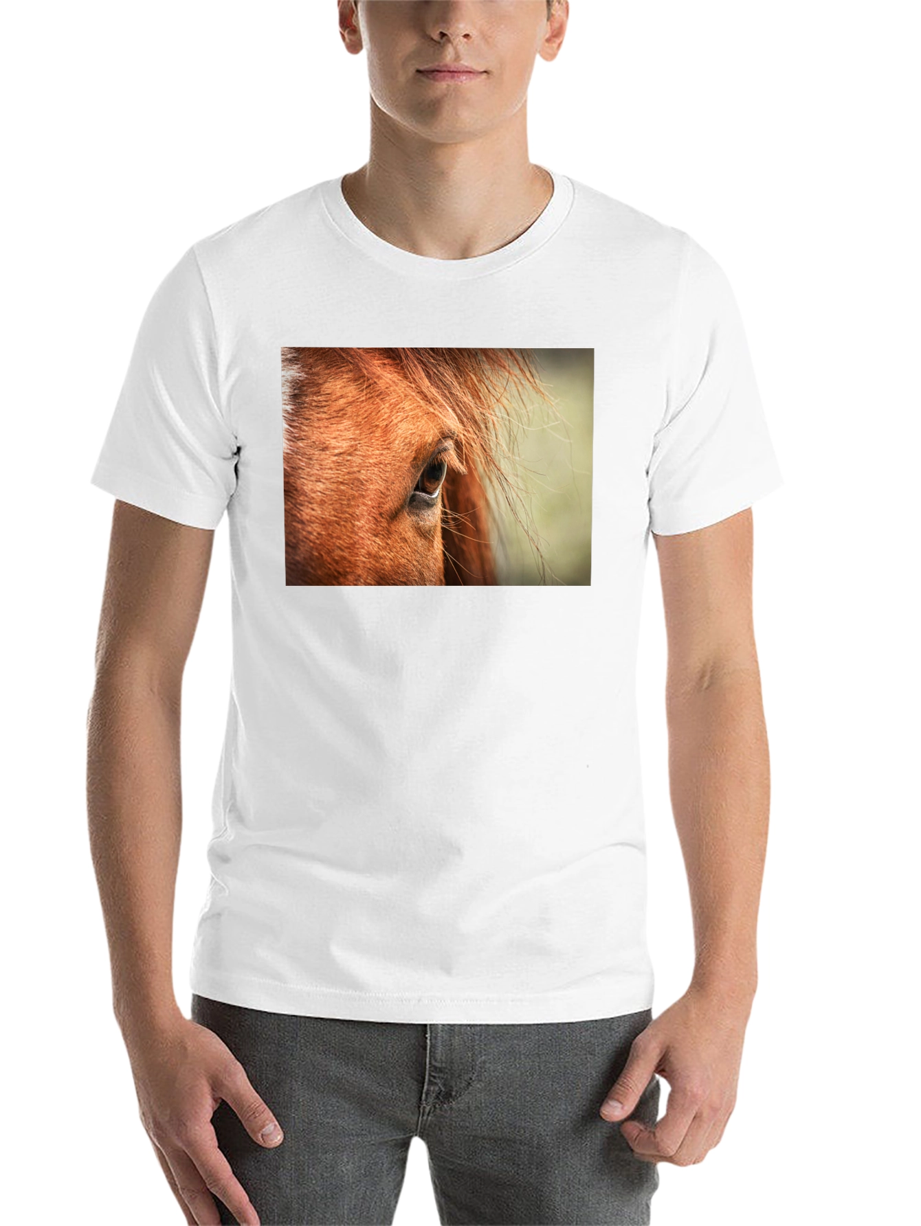Black Horse Eye Graphic Tee - Unisex Black Cotton Shirt view 14