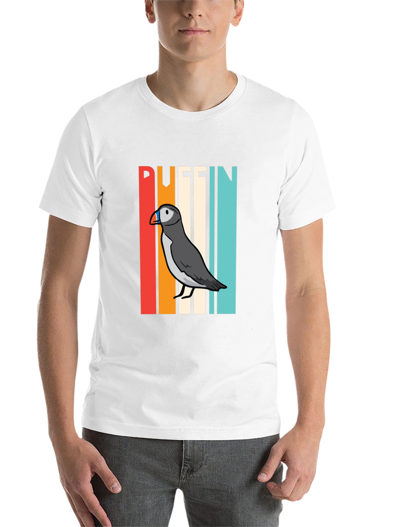 Black Retro Puffin Bird Graphic T-Shirt view 14