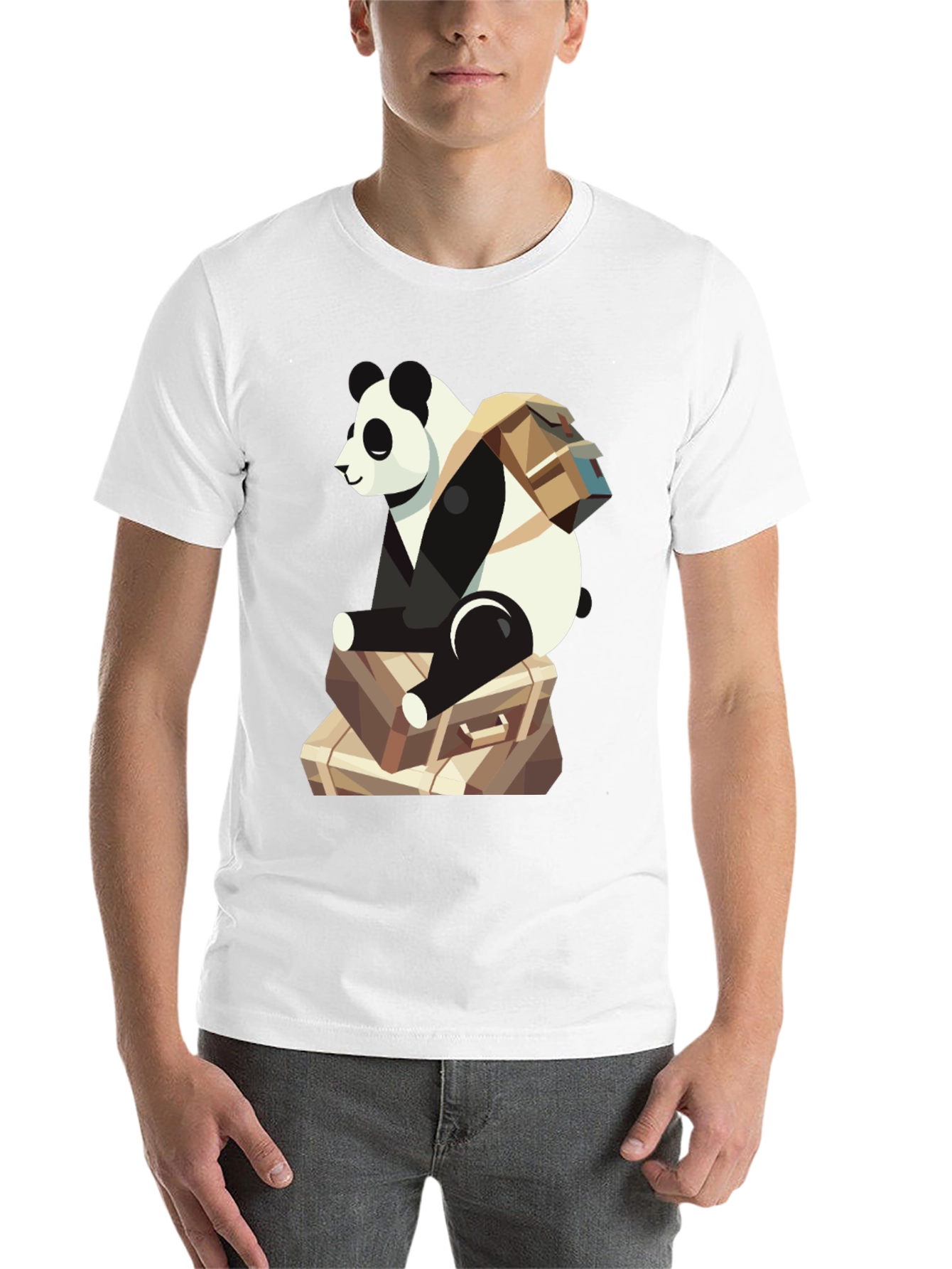 Panda Traveler T-Shirt - Bear with Luggage Graphic Tee - 14