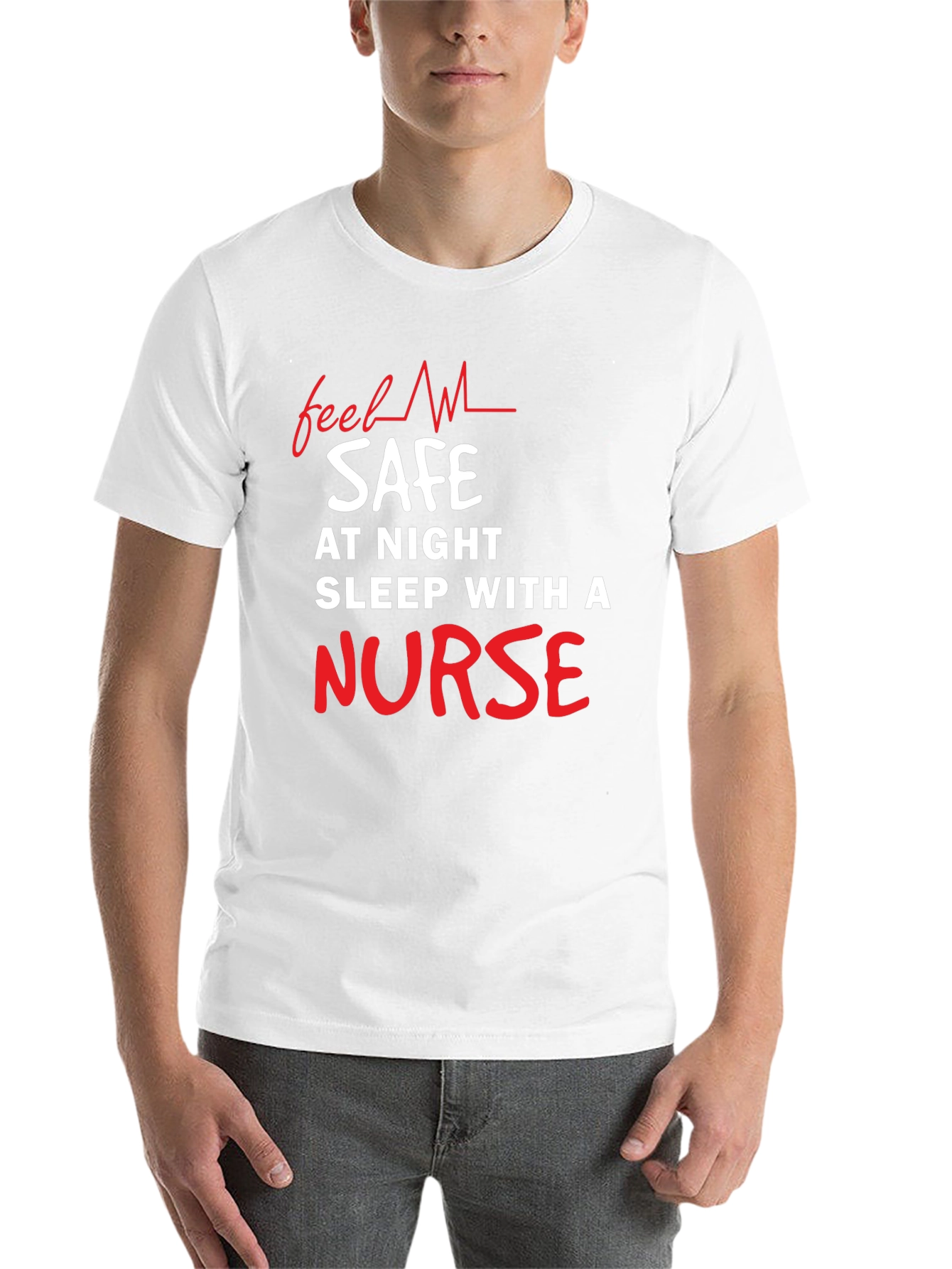 Black Funny Nurse T-Shirt - Feel Safe At Night view 14