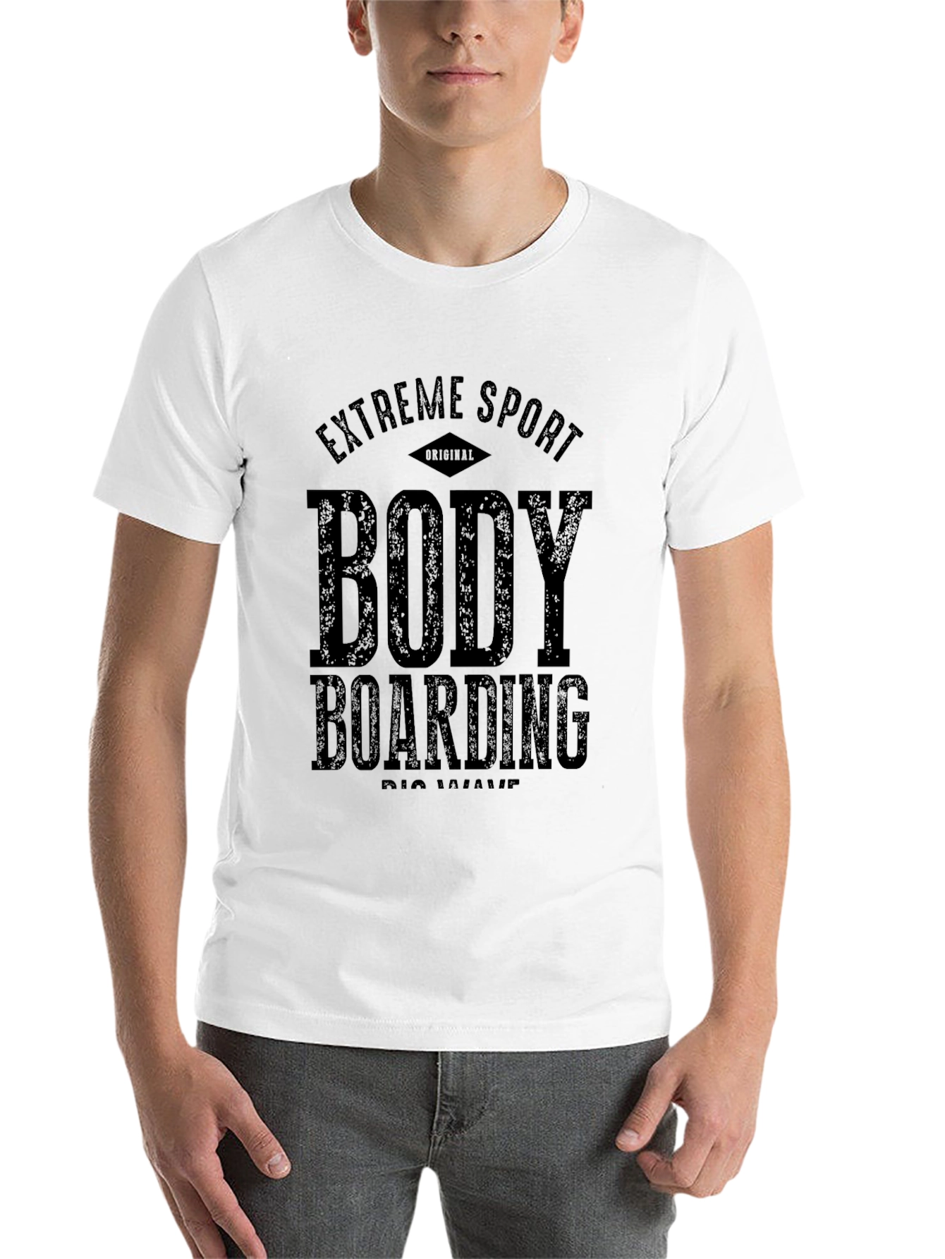 Black Extreme Sport Body Boarding Black T-Shirt view 14