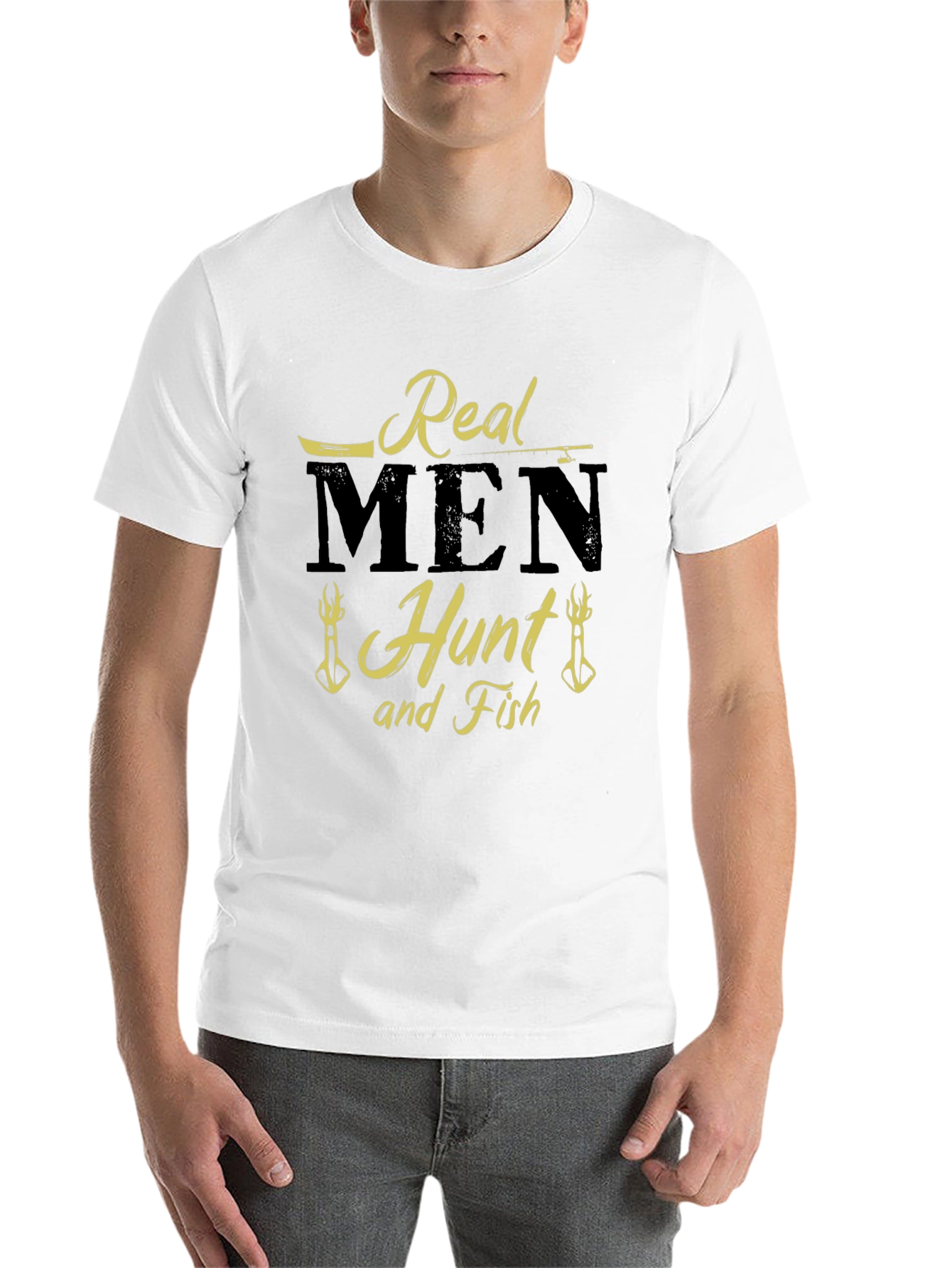Black Real Men Hunt and Fish Graphic T-Shirt view 14