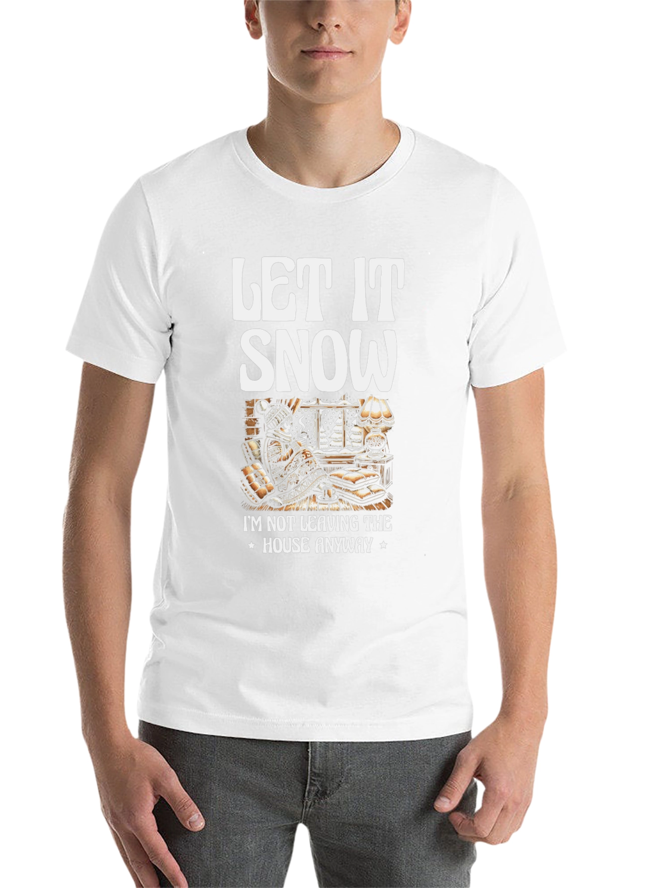 Black Let It Snow T-Shirt Winter Cozy Cabin Black Tee view 14