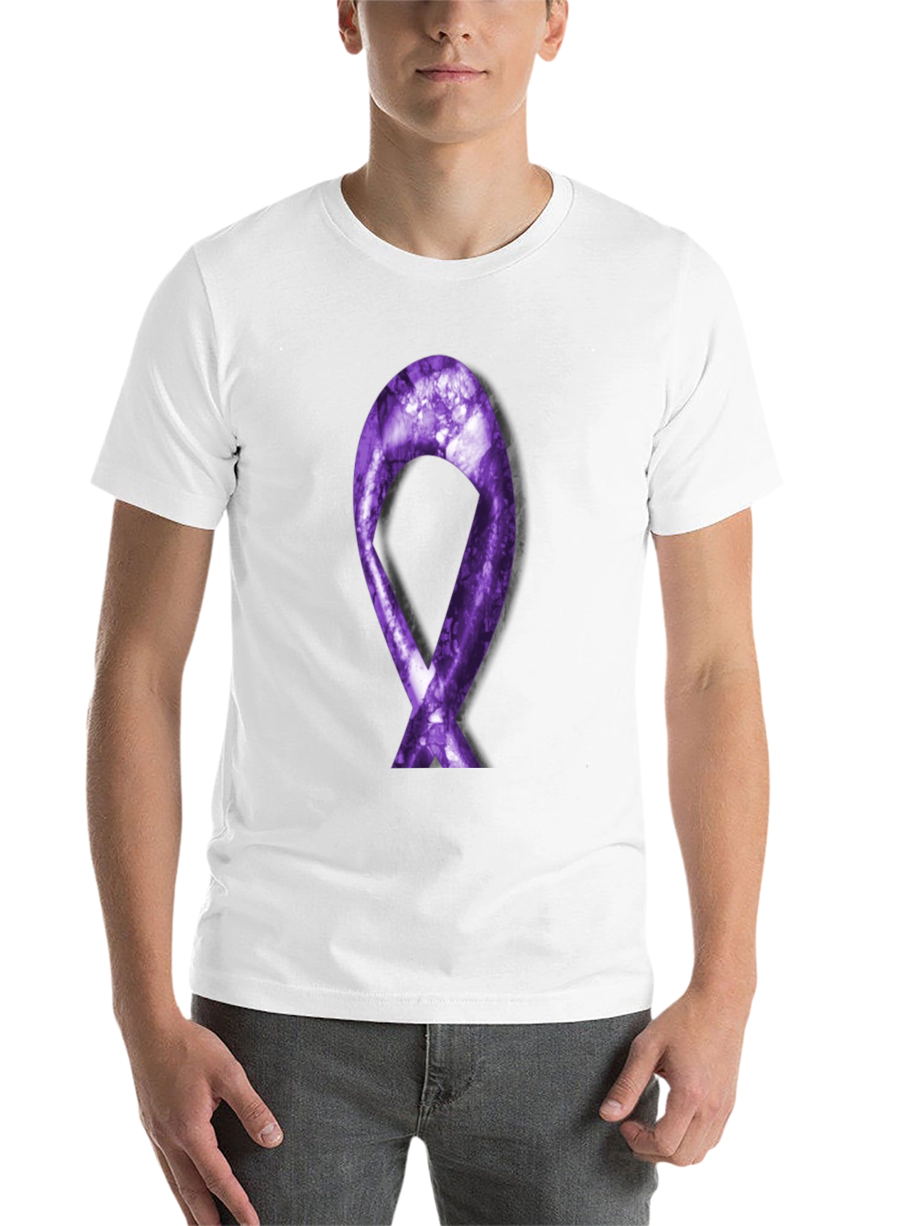 Purple Ribbon Graphic Tee - Support Cause - 14