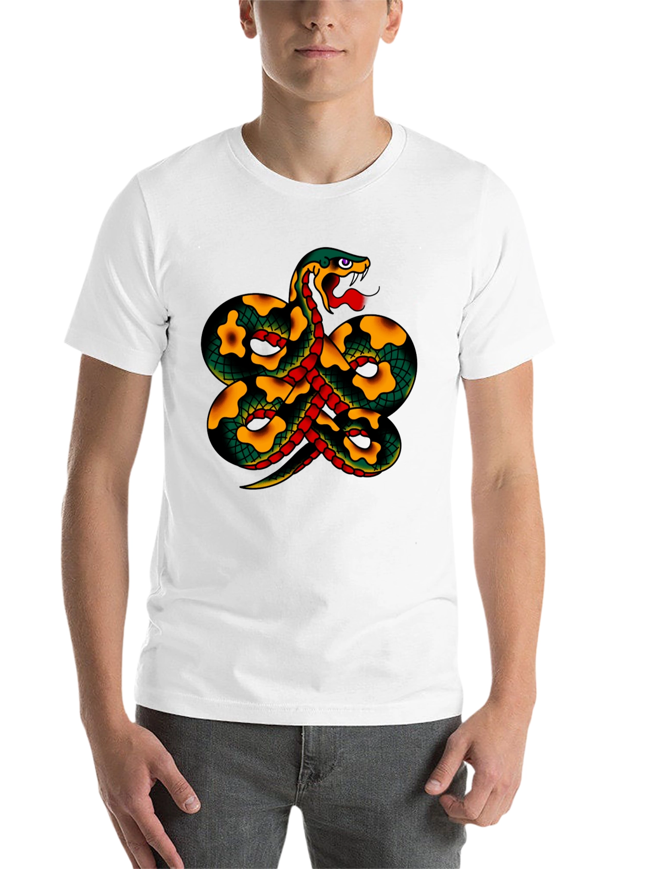 Black Snake Tattoo Style Graphic Black T-Shirt view 14