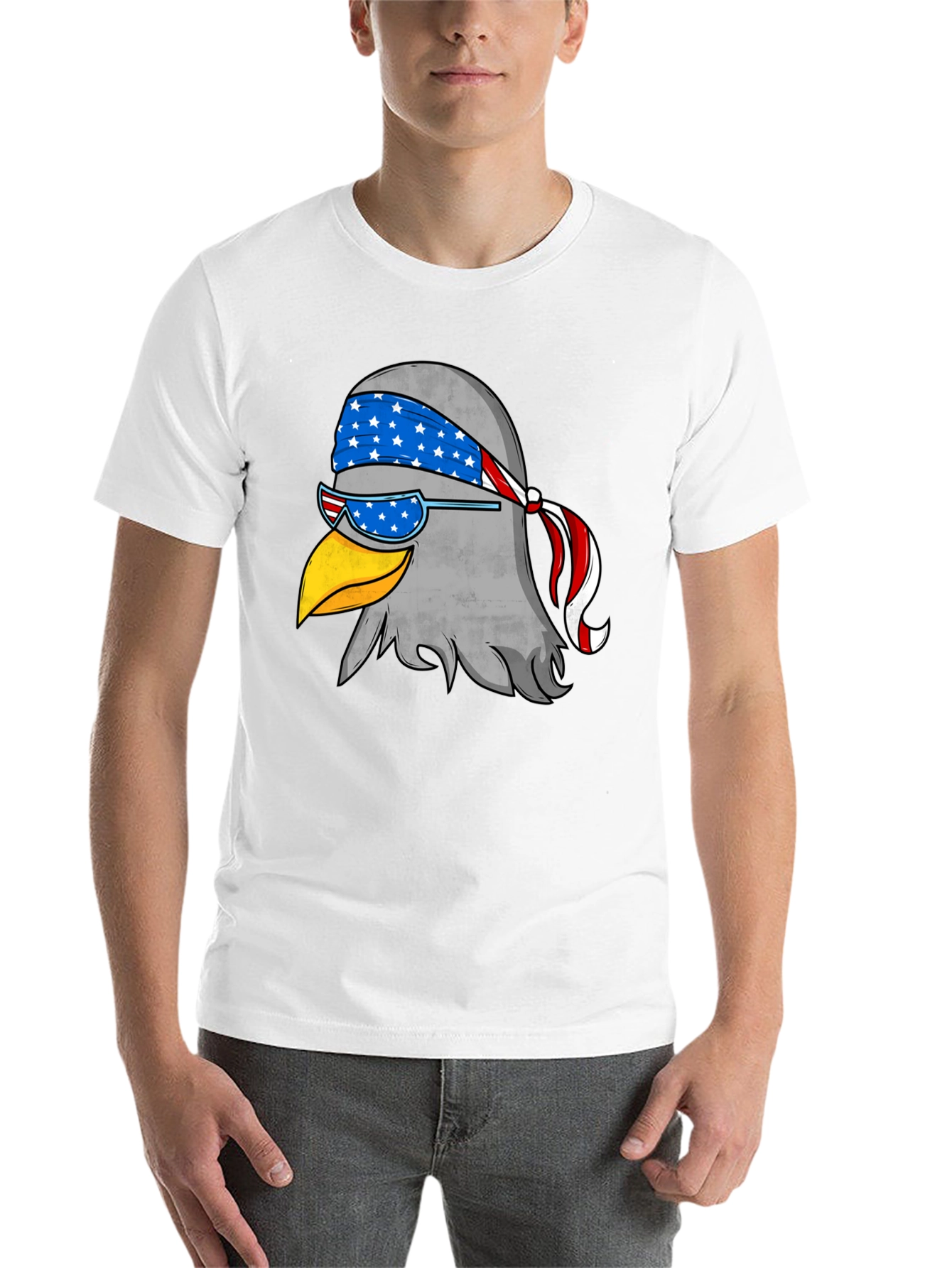 Black Patriotic Eagle Graphic Tee - Black Cotton T-Shirt view 14