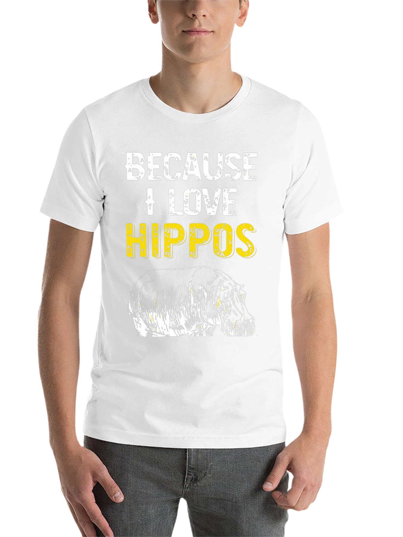 Black Because I Love Hippos T-Shirt - Animal Lover Tee view 14