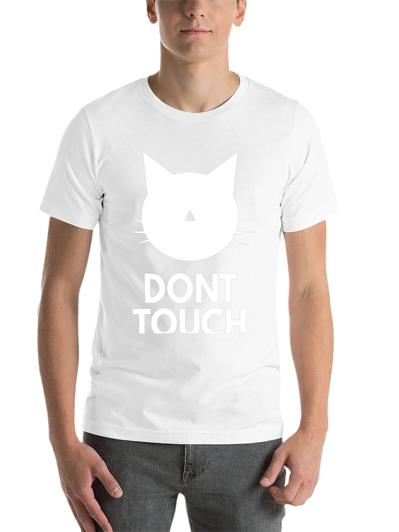 Black Don't Touch Cat Graphic Tee - Black Crew Neck view 14