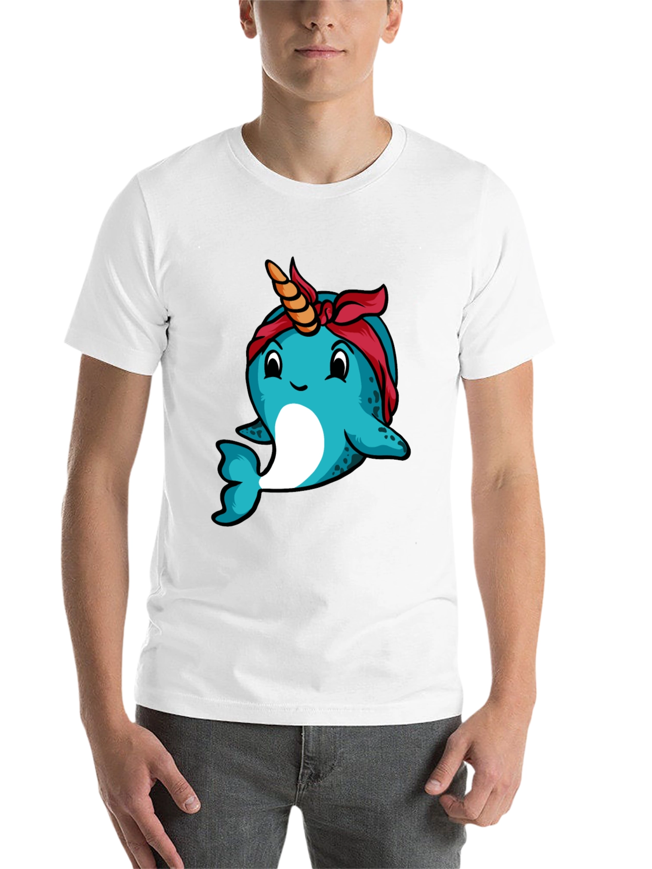 Black Narwhal T-Shirt: Unique Cartoon Bandana Graphic Tee view 14