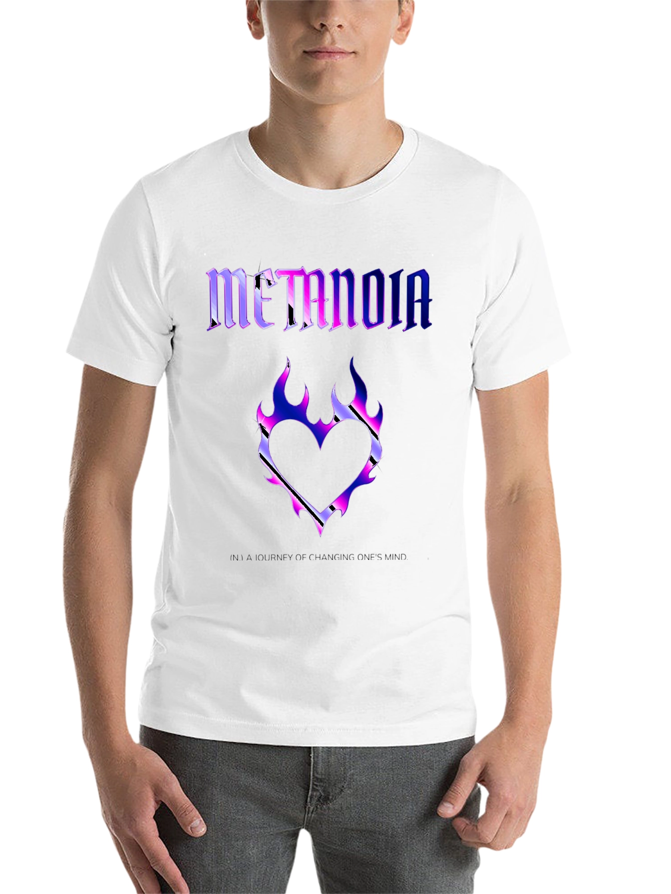 Black Metanoia Graphic T-Shirt - Heart Flame Design view 14