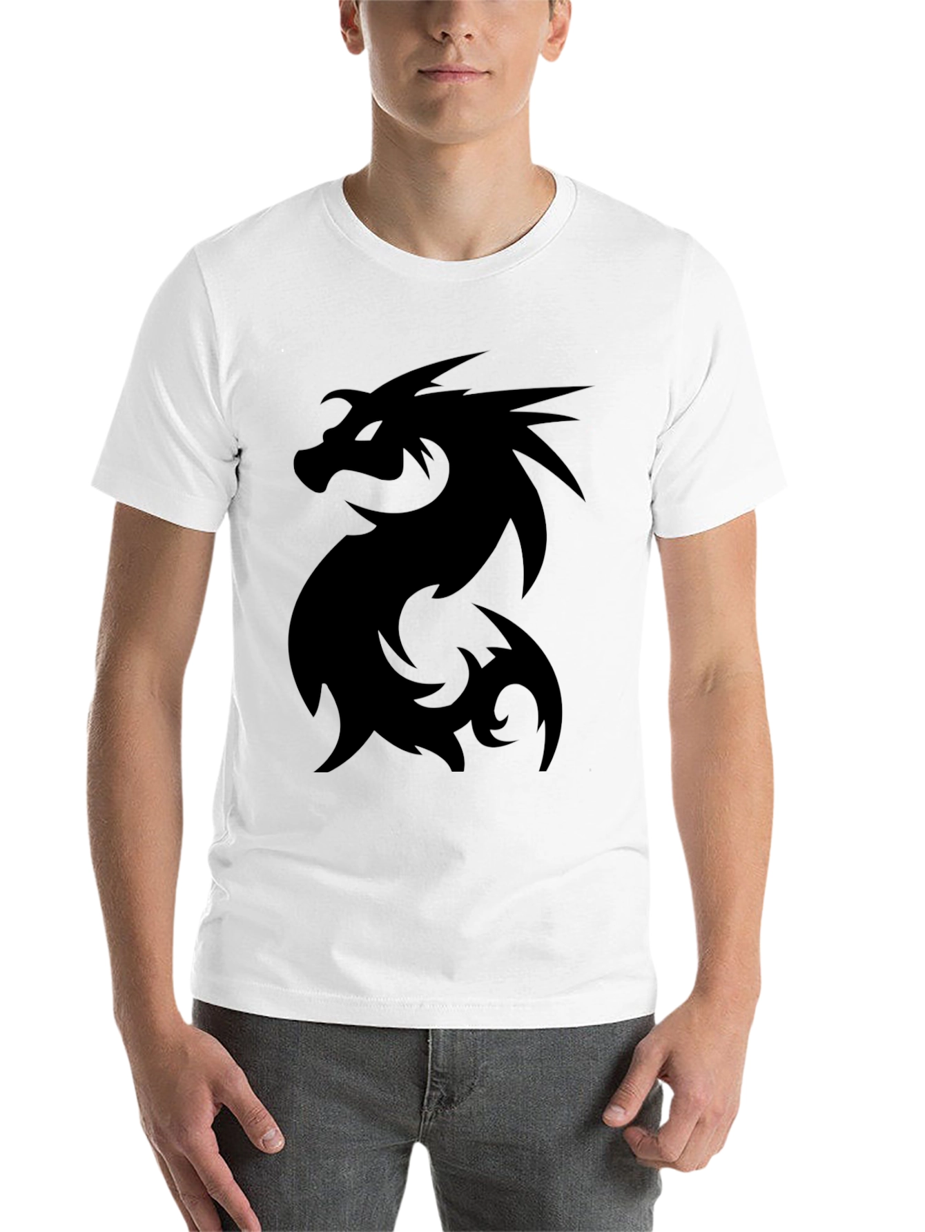 Black Black Dragon Graphic T-Shirt for Men view 14