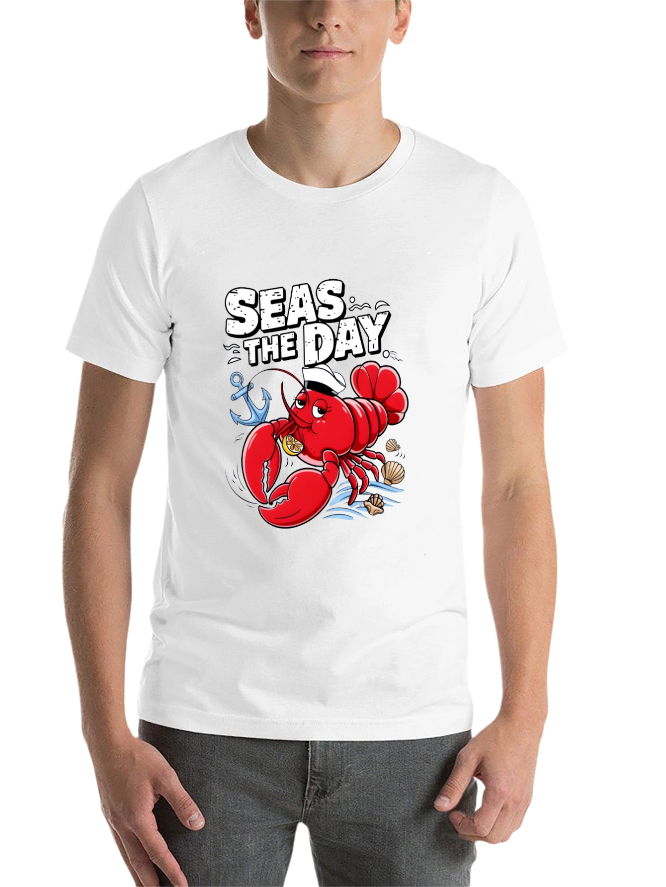 Seas The Day Lobster Graphic T-Shirt - 14