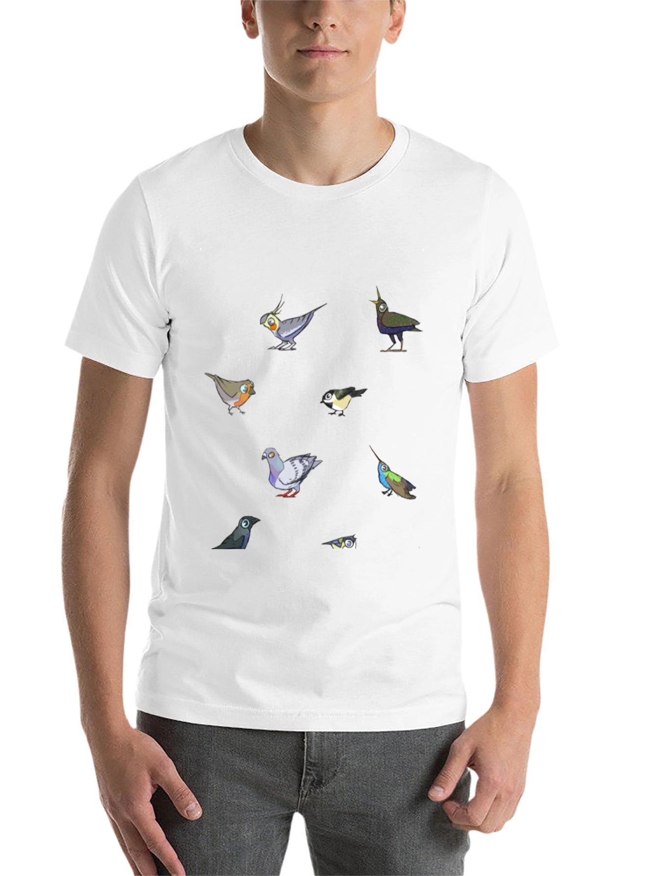 Black Birds Graphic T-Shirt, Black Cotton Tee view 14