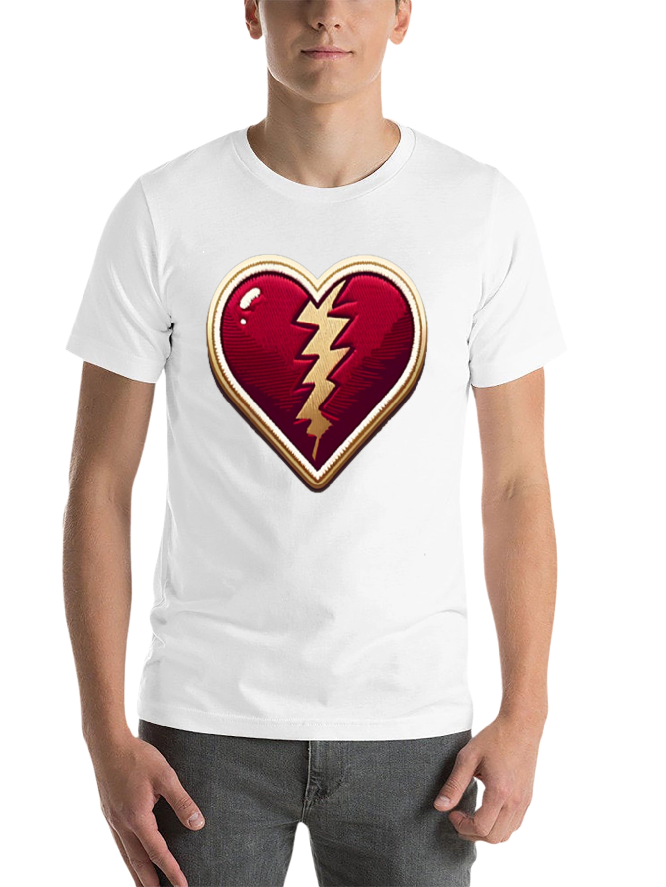 Black Broken Heart Lightning Bolt Graphic Tee - Stylish Comfort view 14