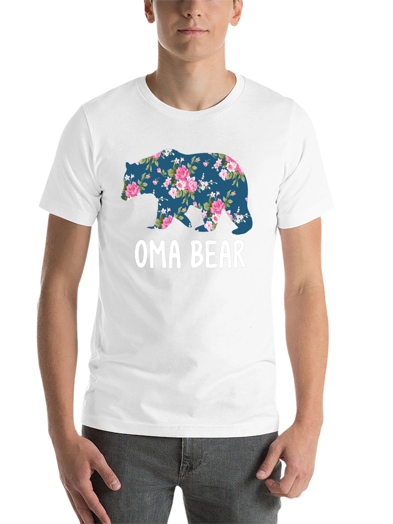 Black Oma Bear Floral Print T-Shirt view 14