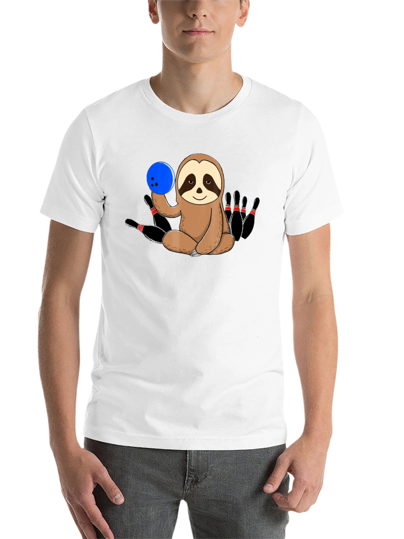 Black Sloth Bowling T-Shirt Funny Bowling Pin Tee view 14