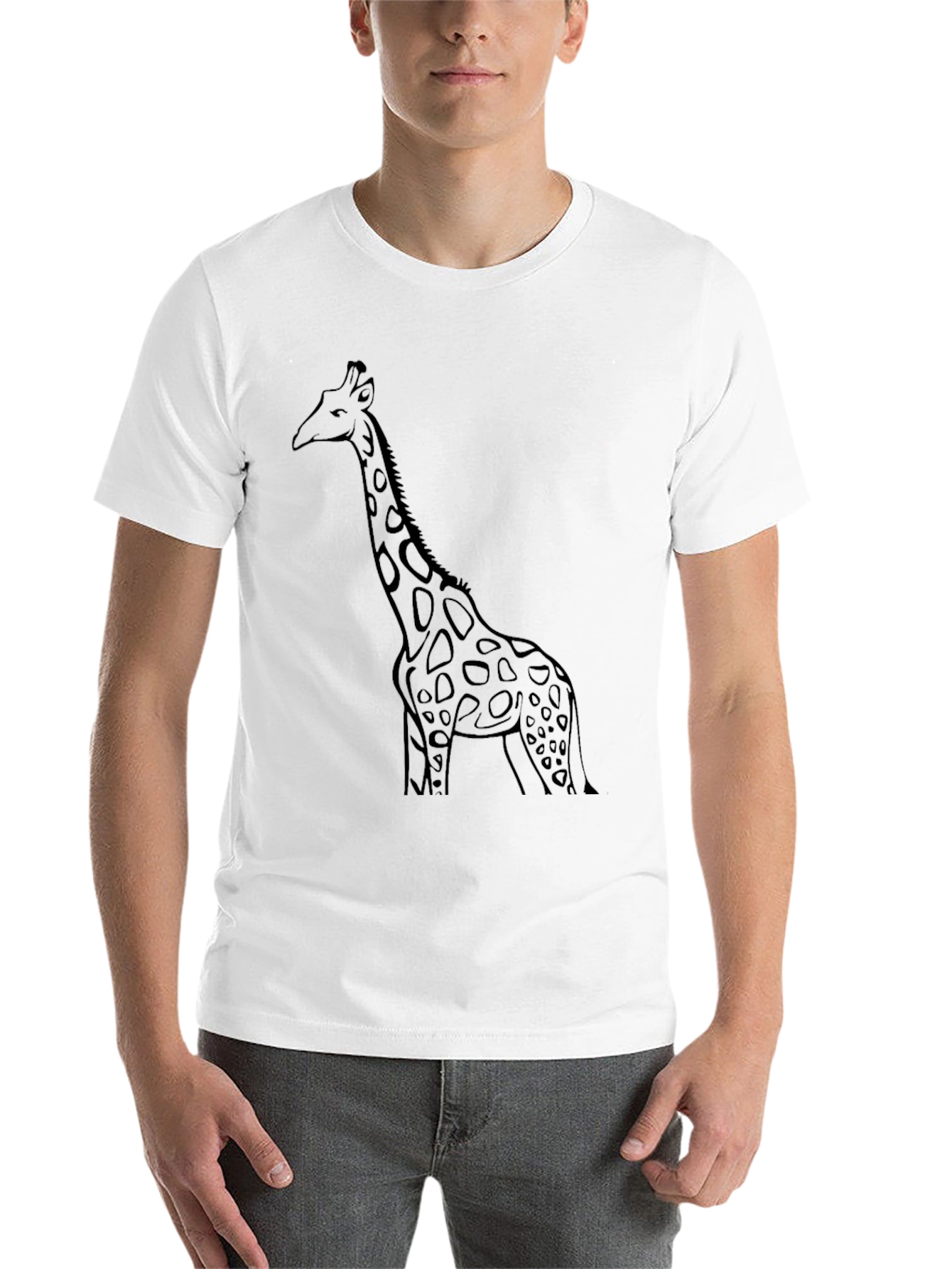 Black Giraffe Graphic Tee - Black Cotton Casual T-Shirt view 14
