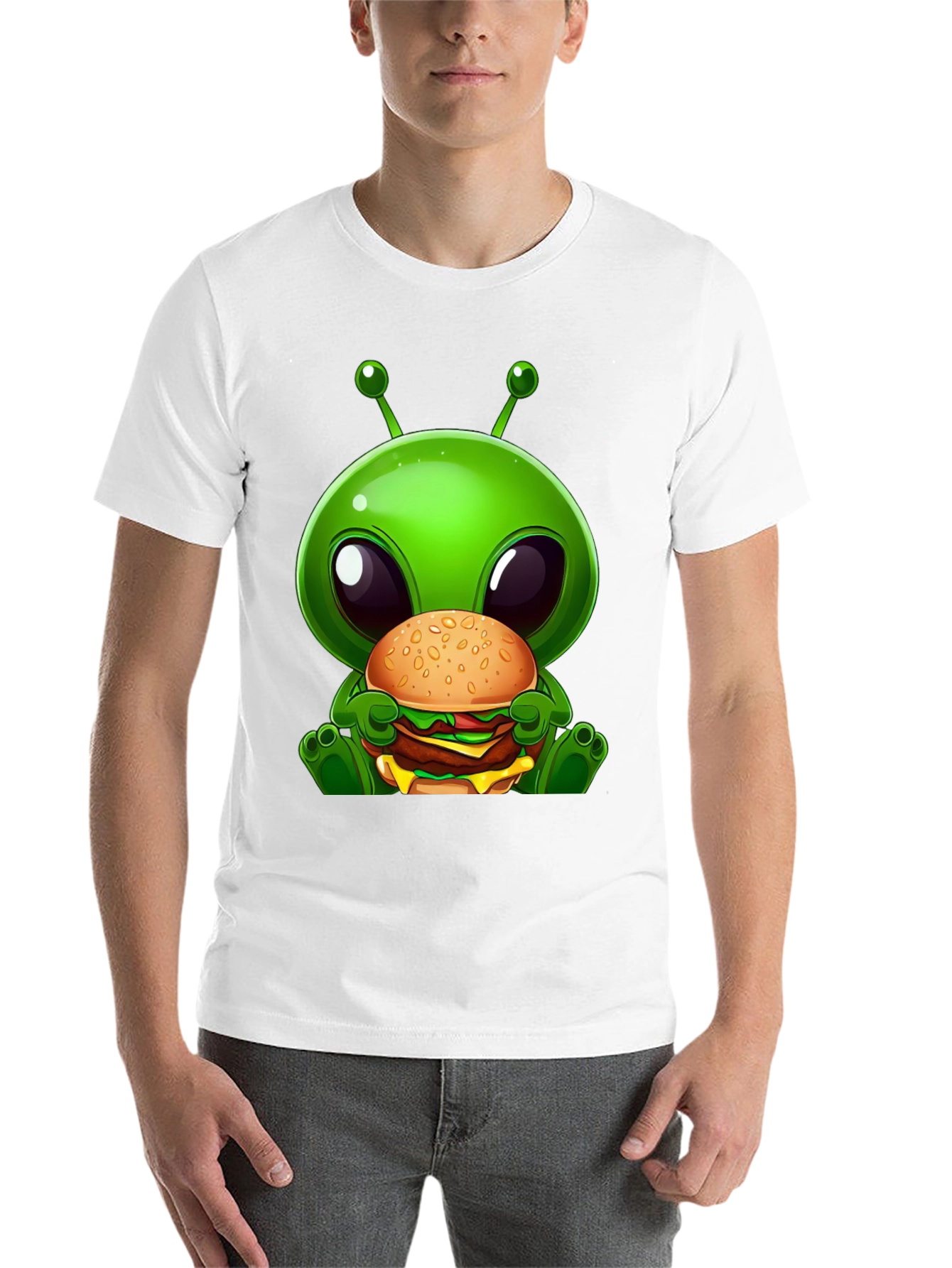 Black Alien Burger Graphic T-Shirt view 14