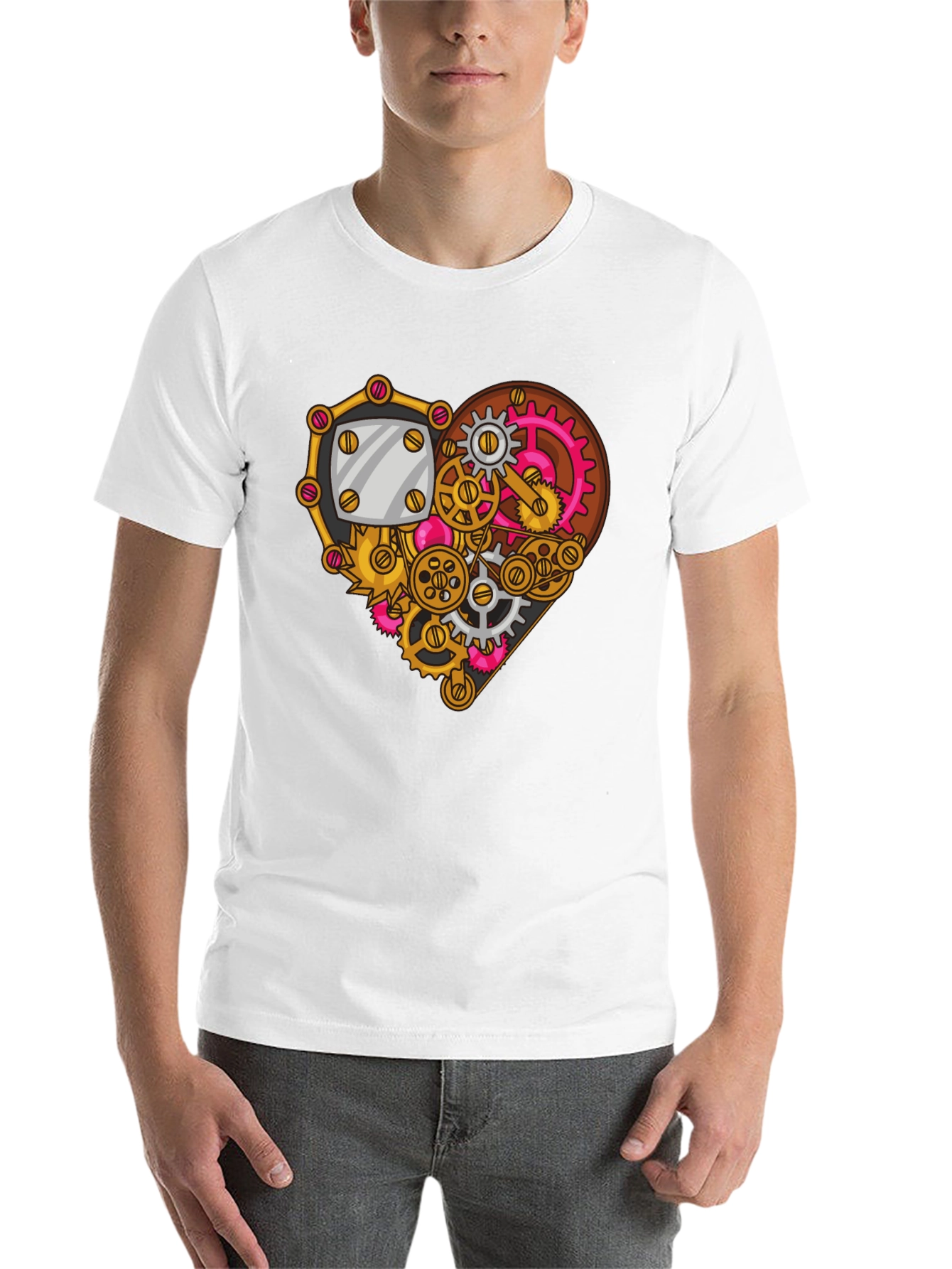 Black Steampunk Heart Gear Graphic Tee - Unique Design view 14