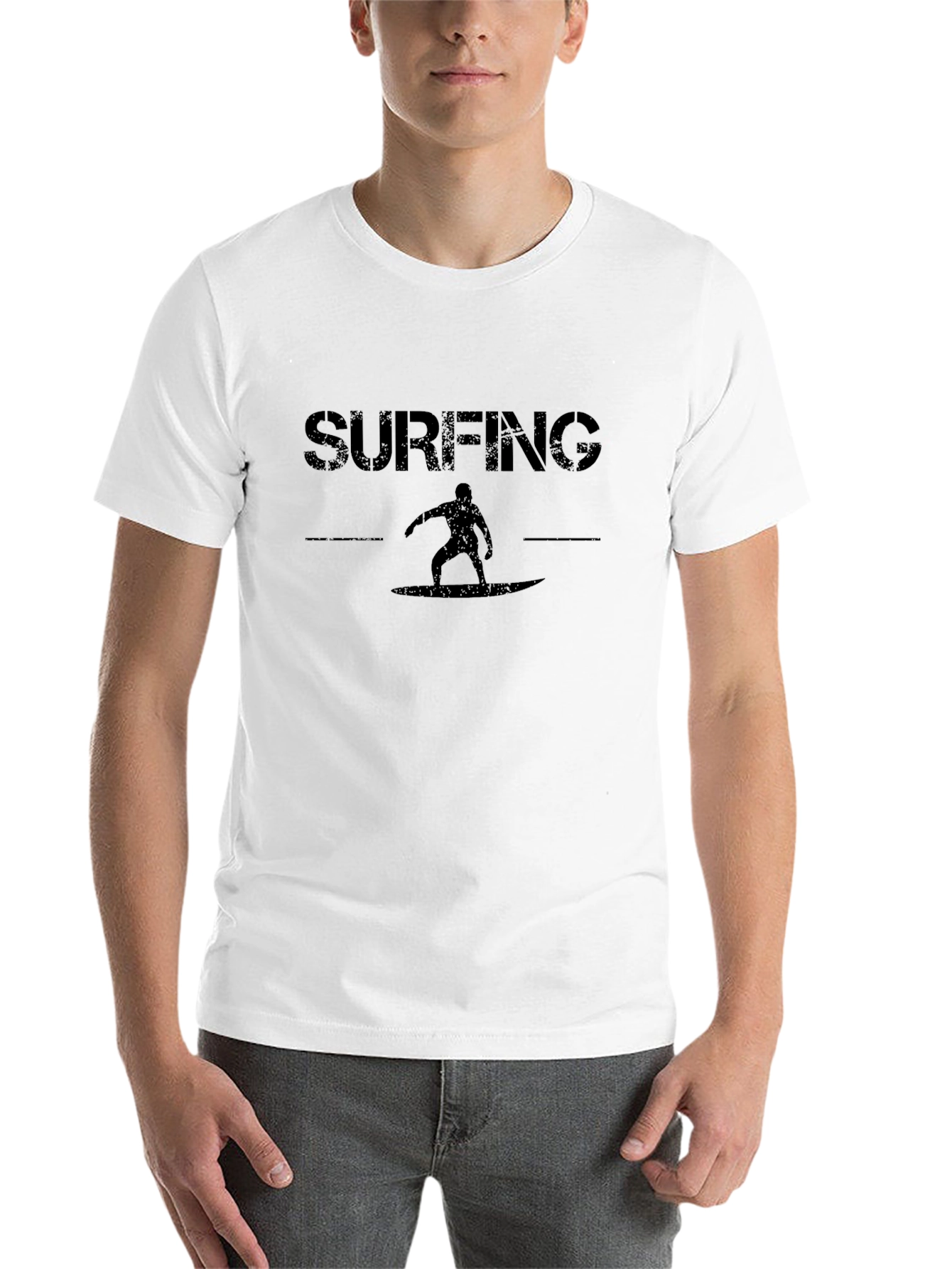 Black Surfing Silhouette Graphic Tee - Black view 14