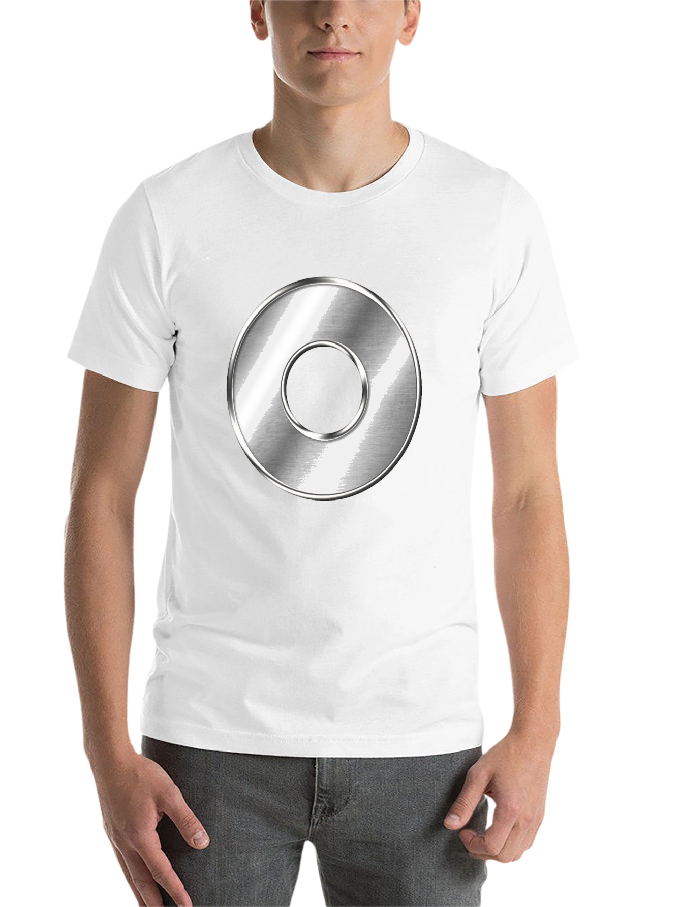 Black Men's Black T-Shirt with Metallic Circle Design view 14