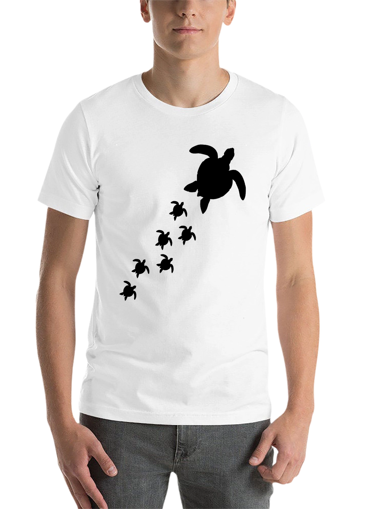 Black Turtle Family Graphic Tee - Black Cotton T-Shirt view 14