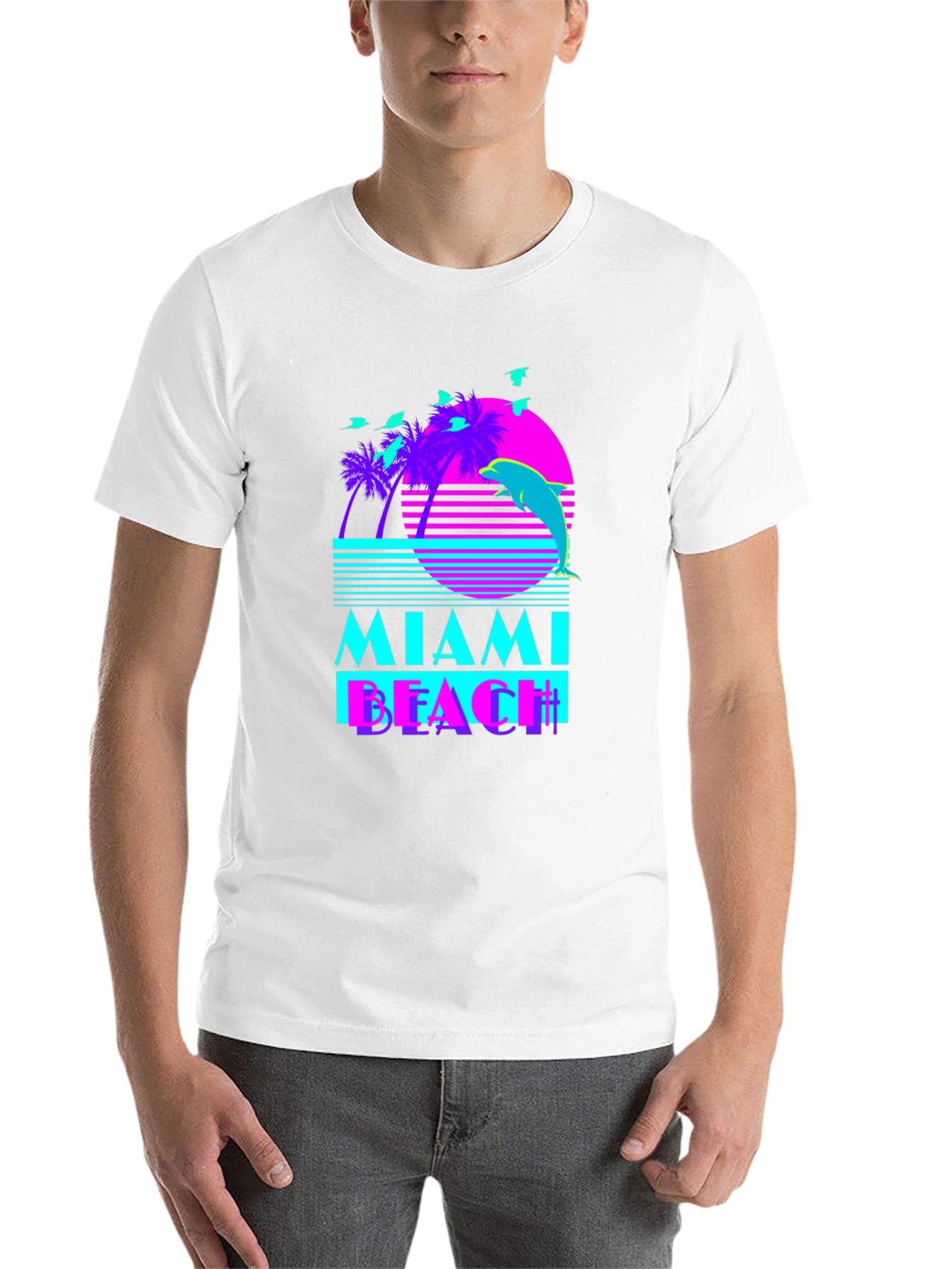 Black Miami Beach Retro T-Shirt view 14