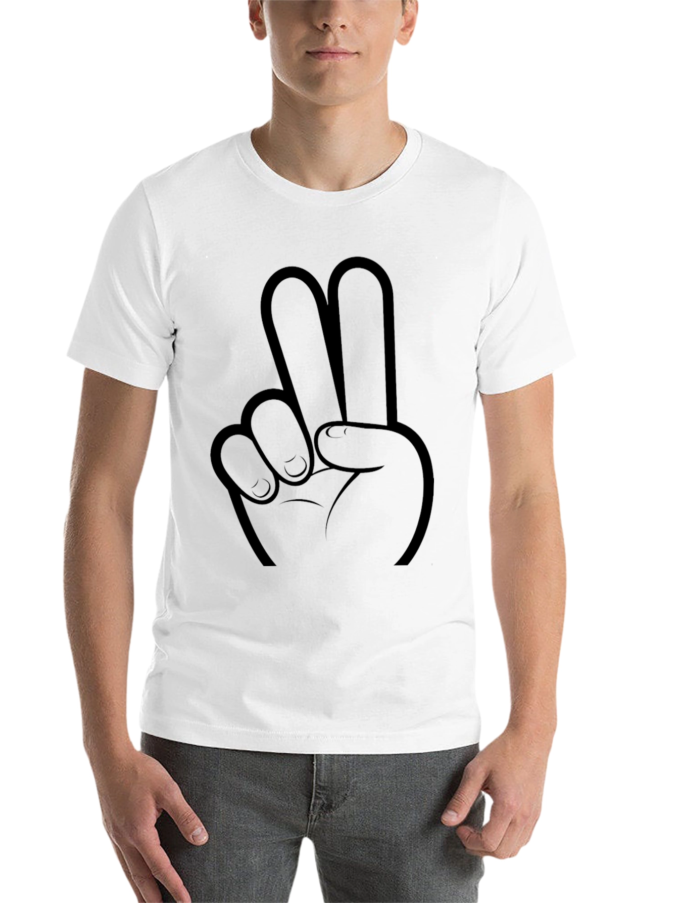 Black Peace Sign Graphic Tee - Black Cotton Comfort view 14