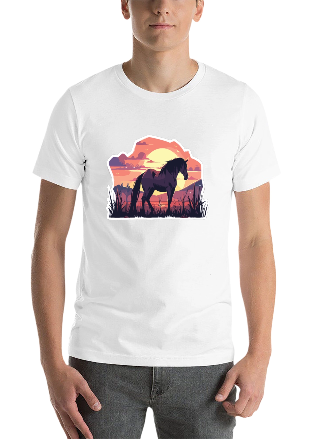 Black Horse Silhouette Graphic Tee - Nature Inspired T-Shirt view 14