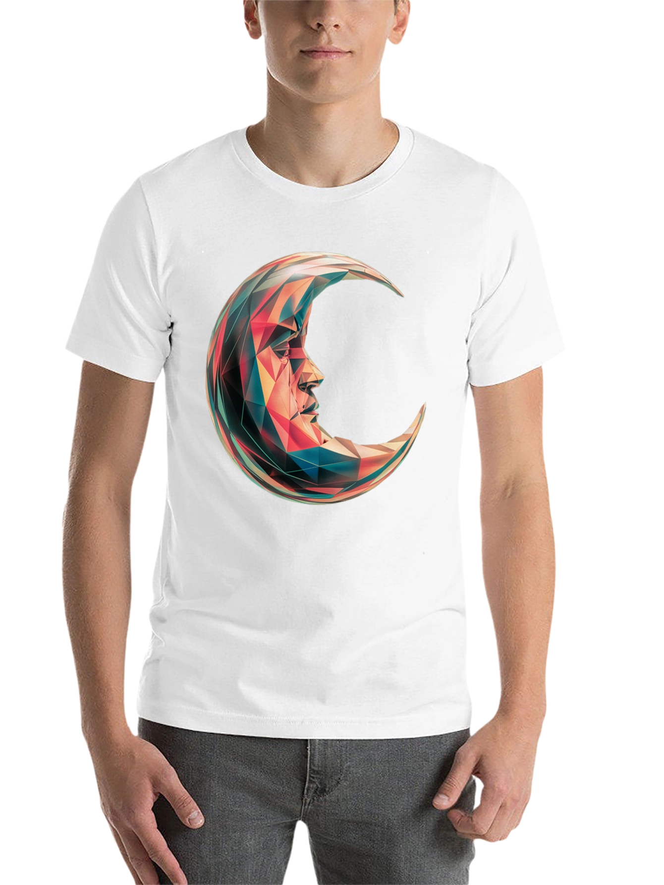 Black Geometric Crescent Moon Graphic T-Shirt - Black view 14