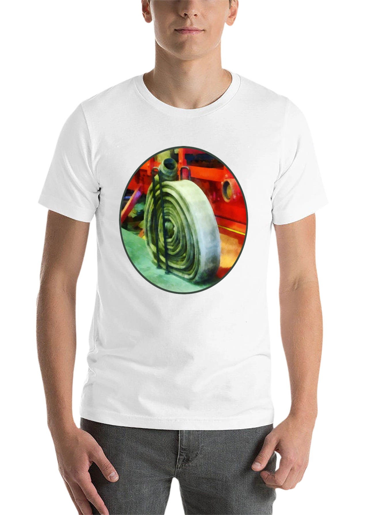 Black Fire Hose Graphic Tee - Black Cotton Crew Neck view 14