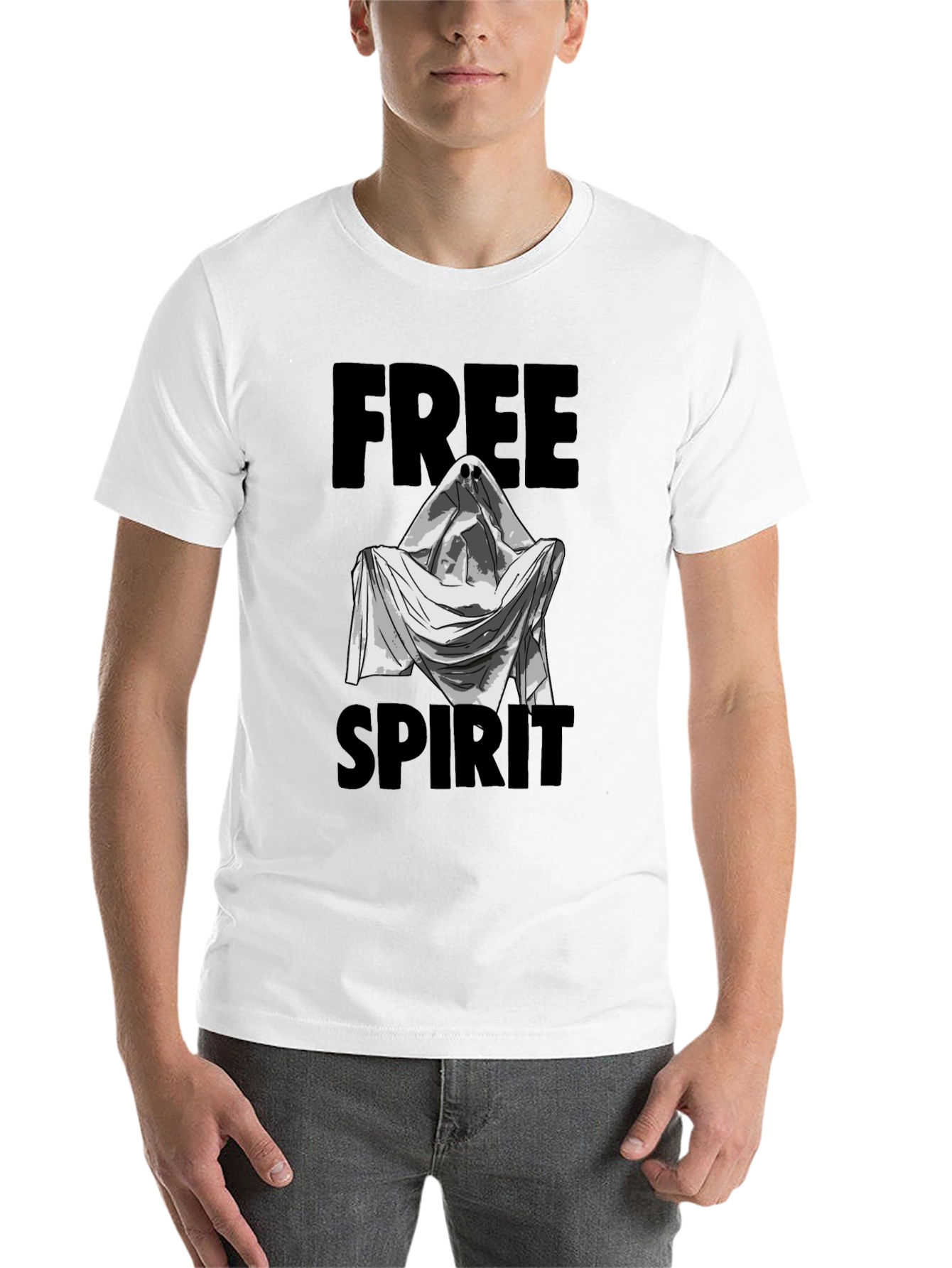 Black Free Spirit Ghost Graphic T-Shirt - Black view 14