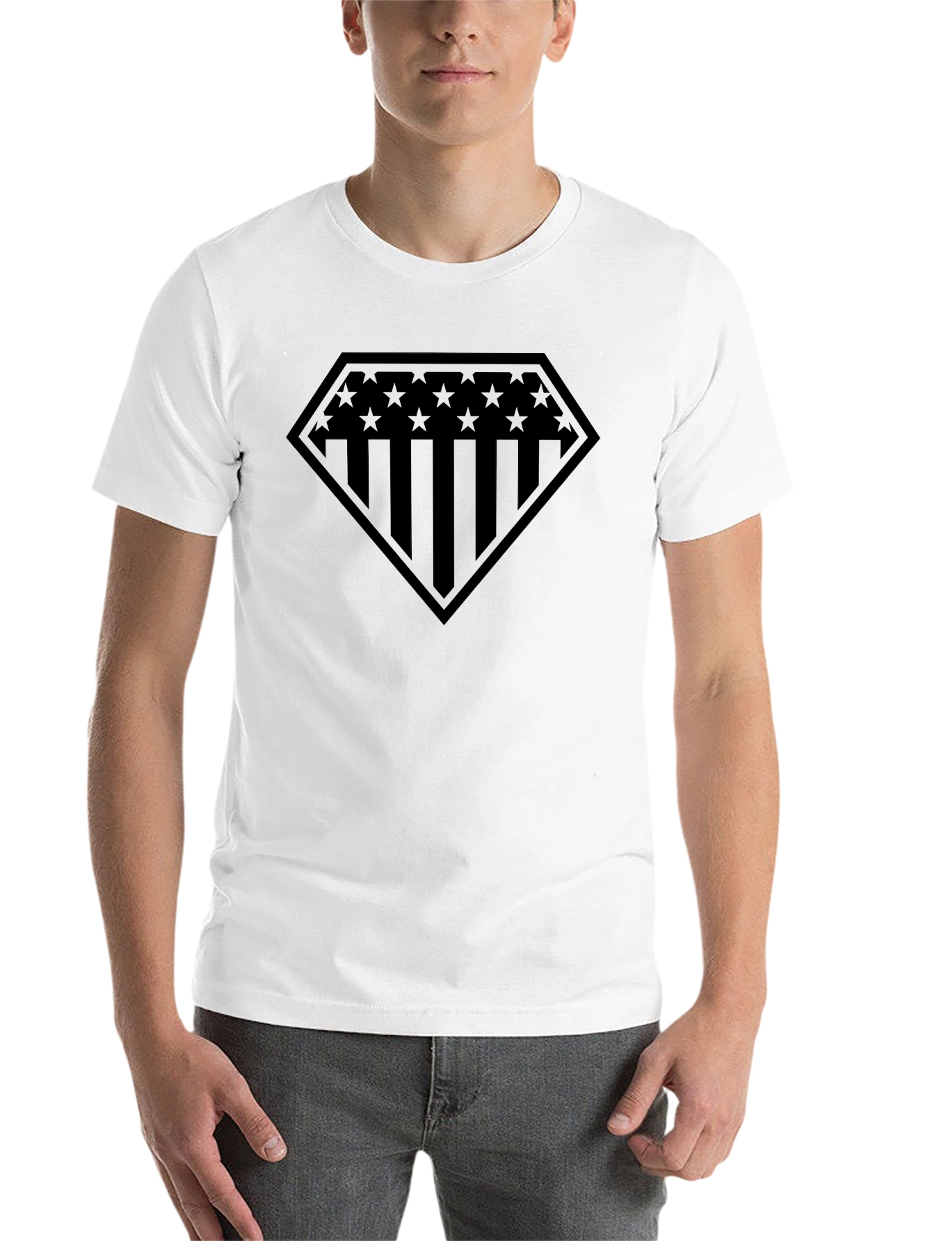 Patriotic Shield Graphic Tee - Black Cotton Blend - 14