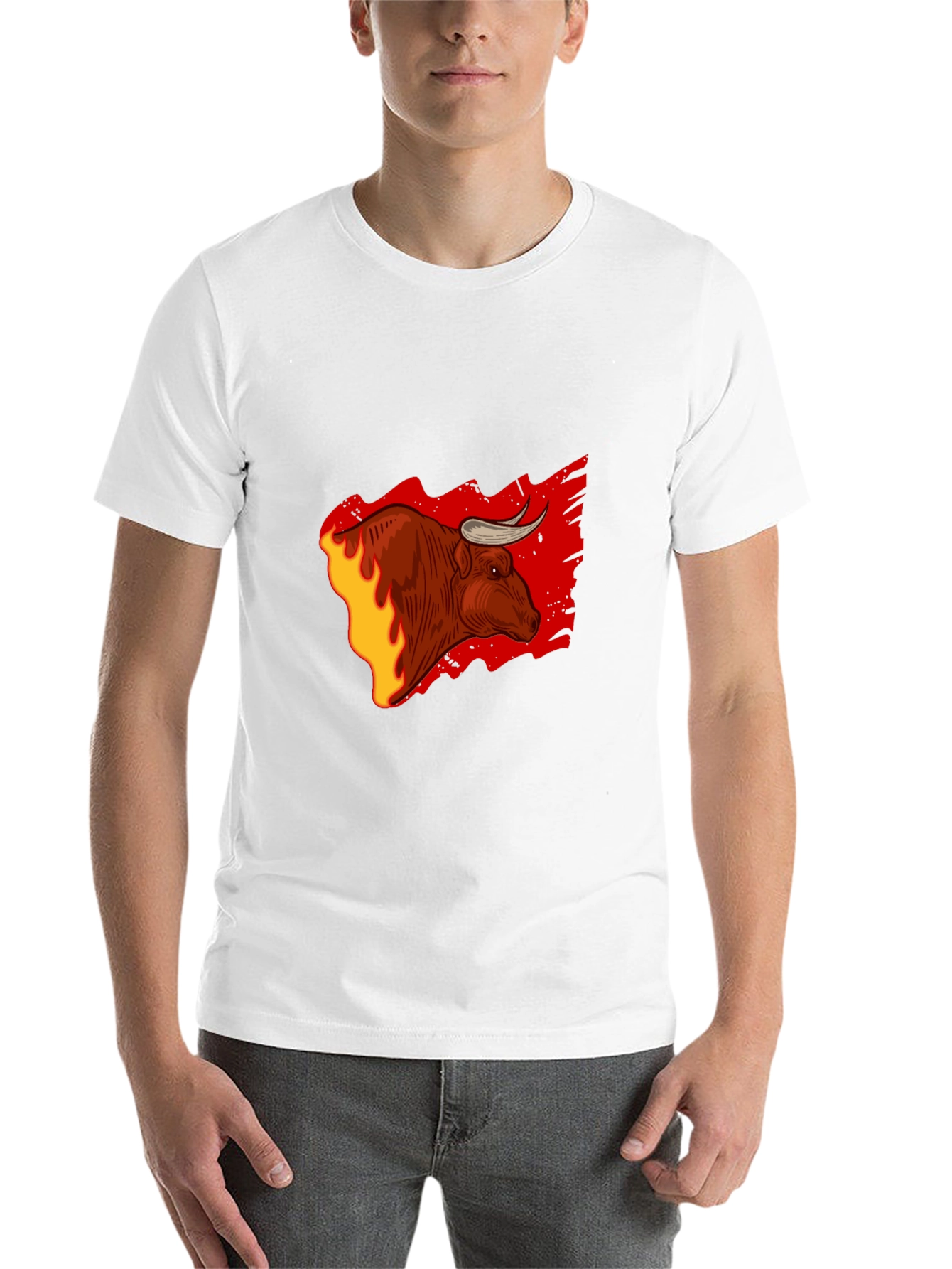 Black Fiery Bull Graphic Tee - Bold Black T-Shirt view 14