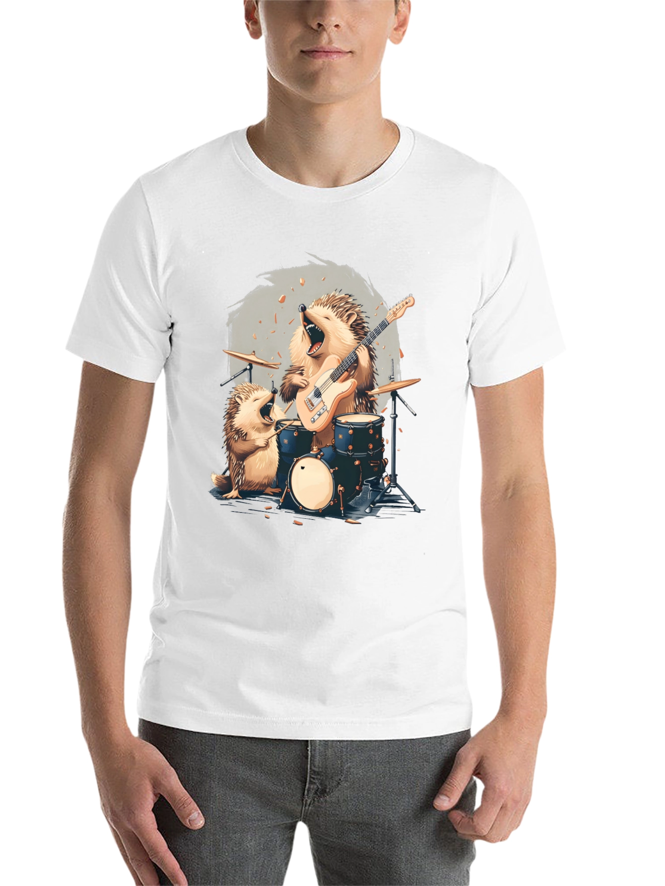 Black Hedgehog Band T-Shirt - Musician Hedgehog Tee view 14