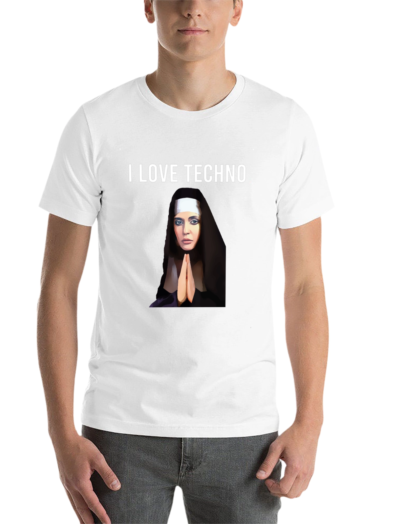 Black I Love Techno Graphic T-Shirt view 14