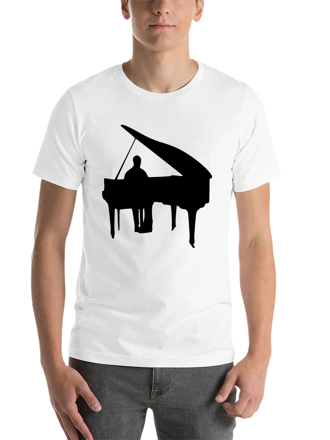 Black Piano Silhouette Black T-Shirt view 14
