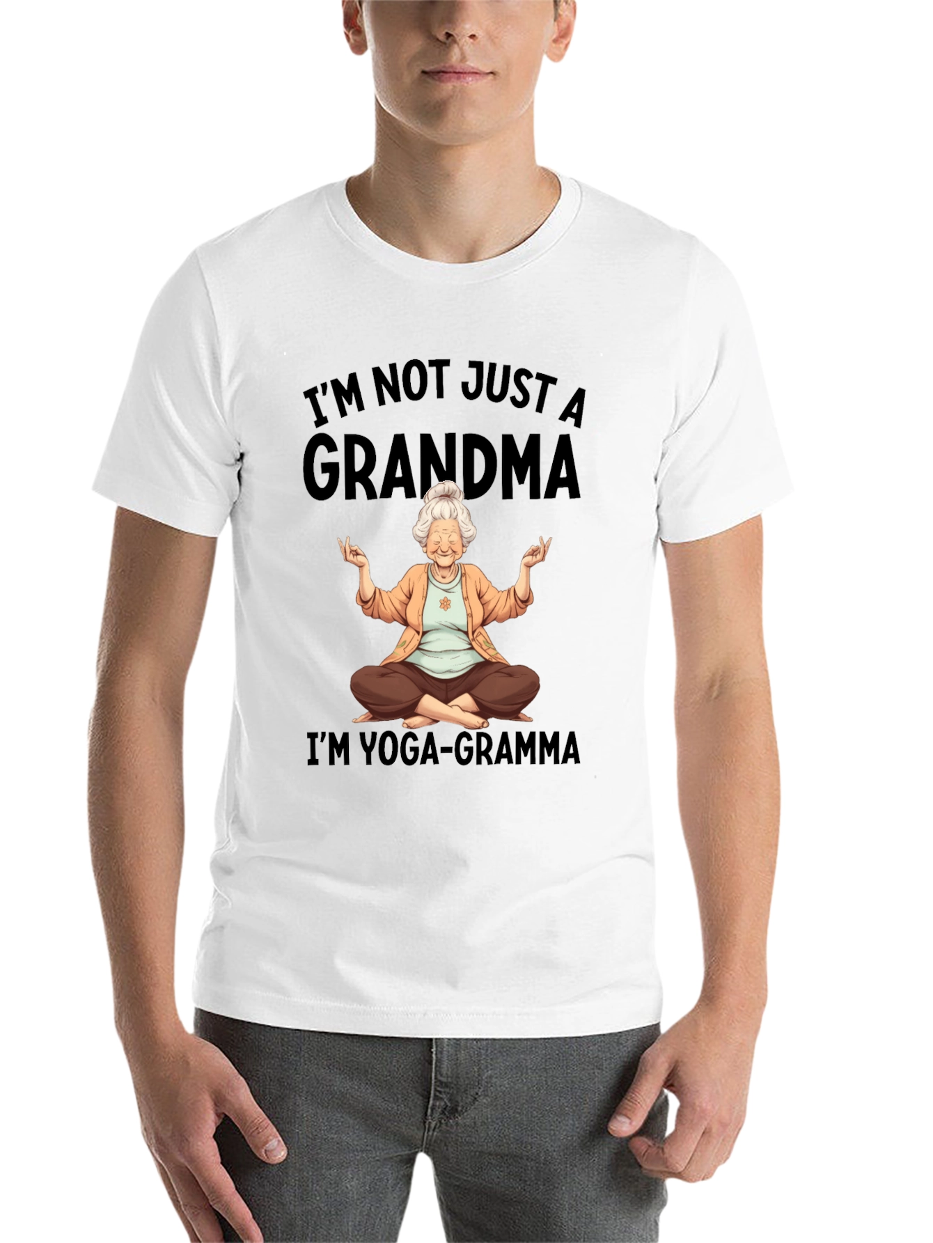 Black Yoga Grandma T-Shirt - I'm Not Just a Grandma view 14