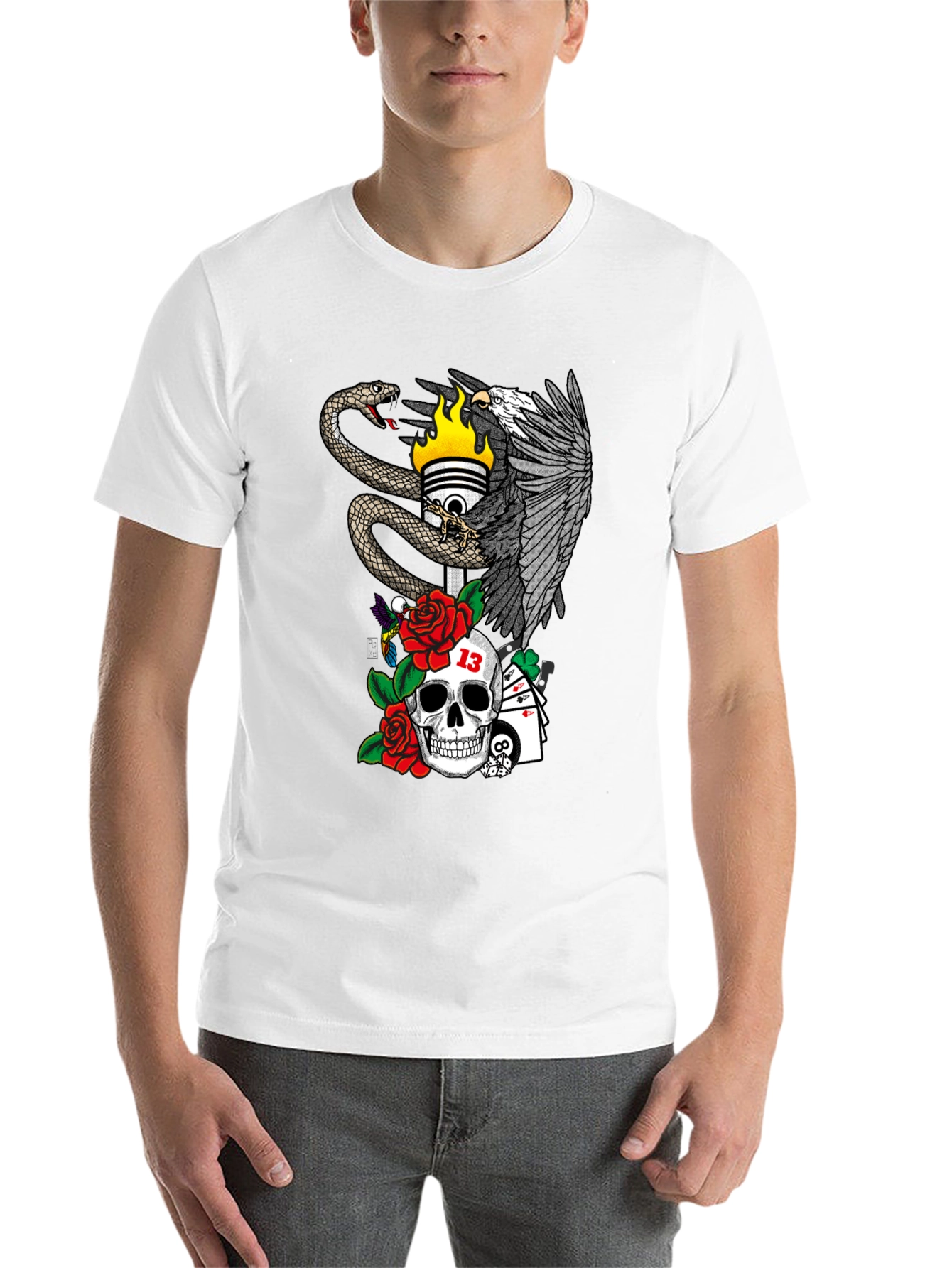 Black Eagle Snake Skull T-Shirt view 14
