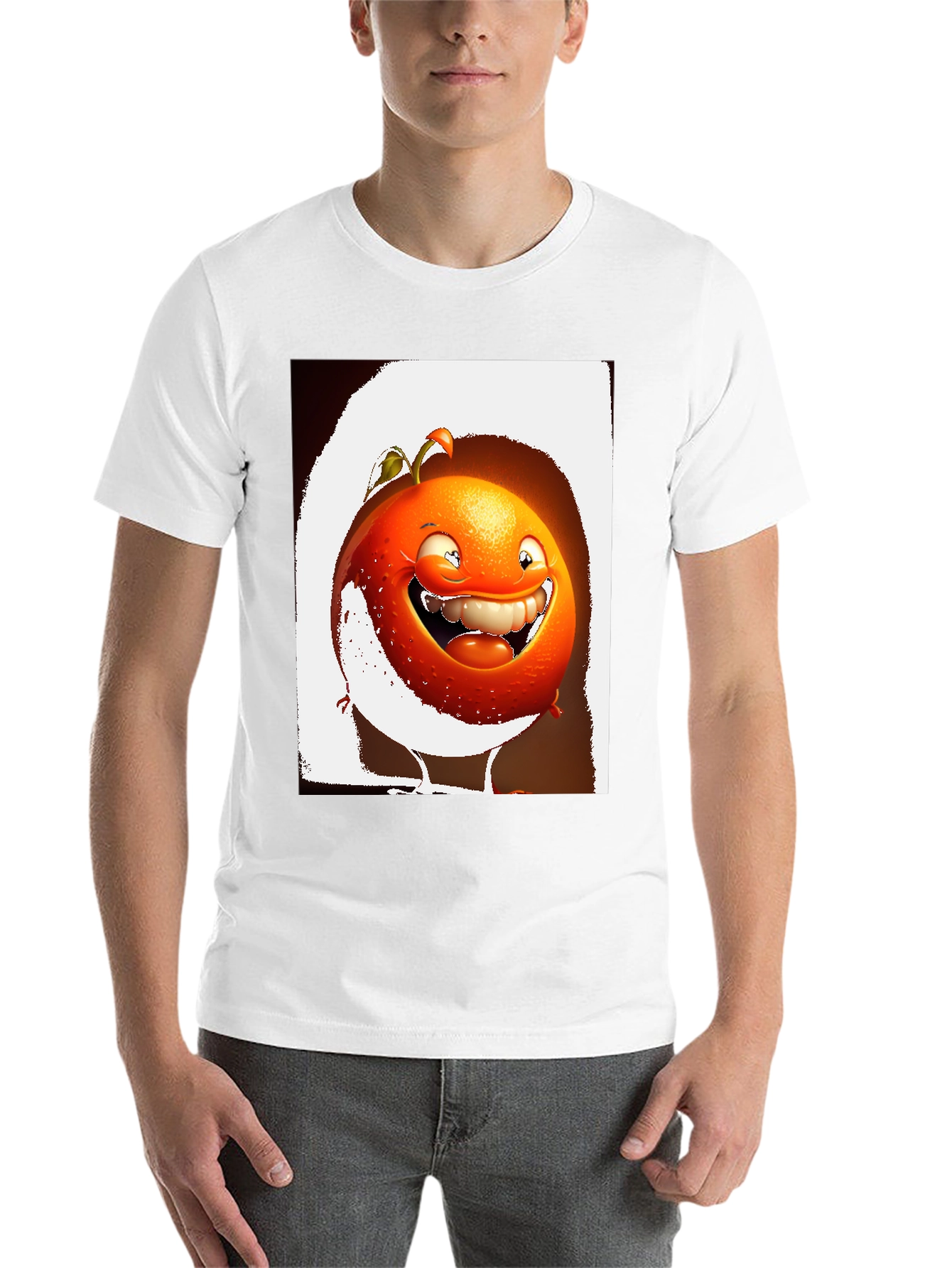 Black Funny Orange Cartoon Graphic Black T-Shirt view 14