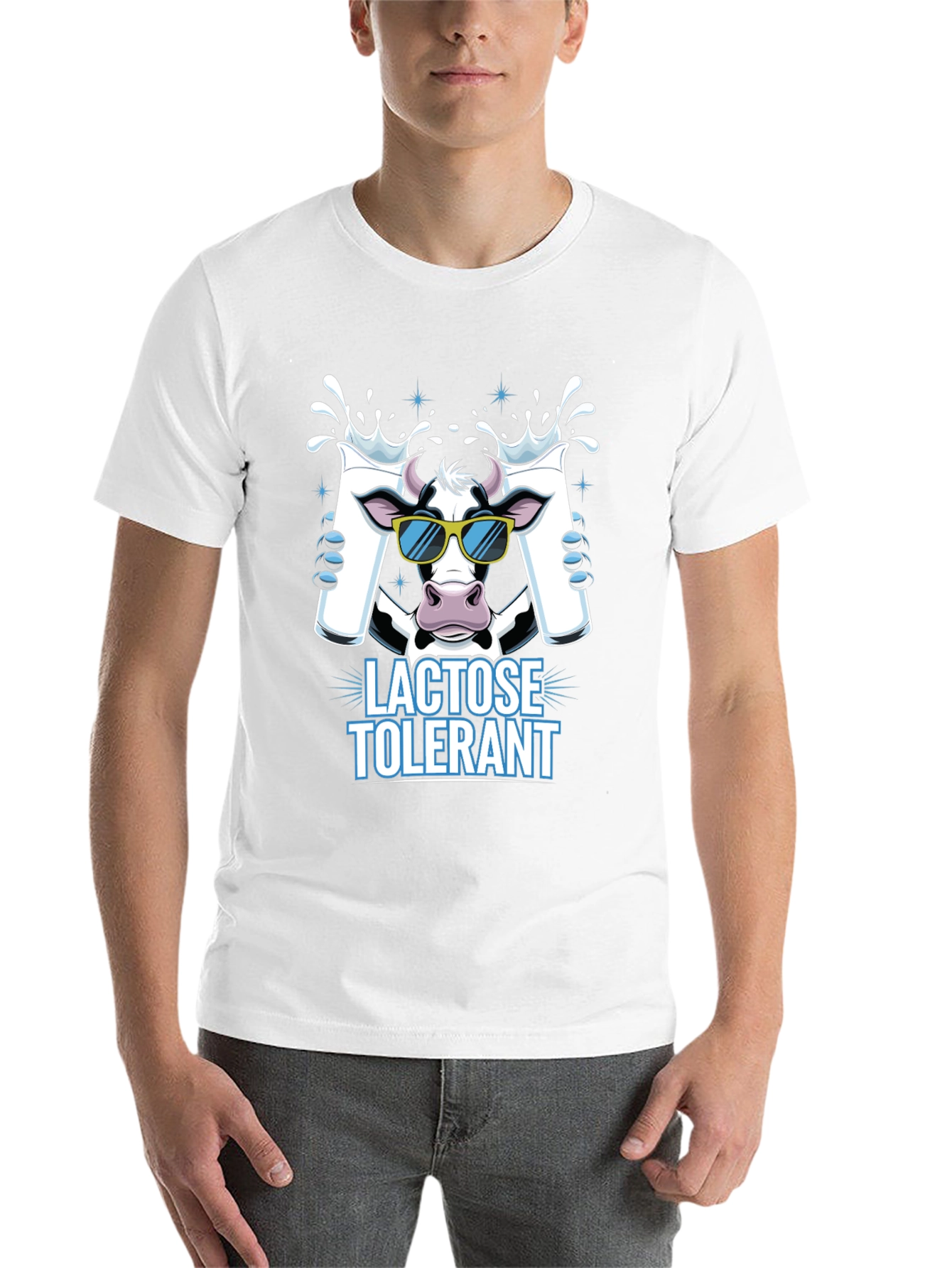 Black Lactose Tolerant Cow T-Shirt, Milk Lover Tee view 14