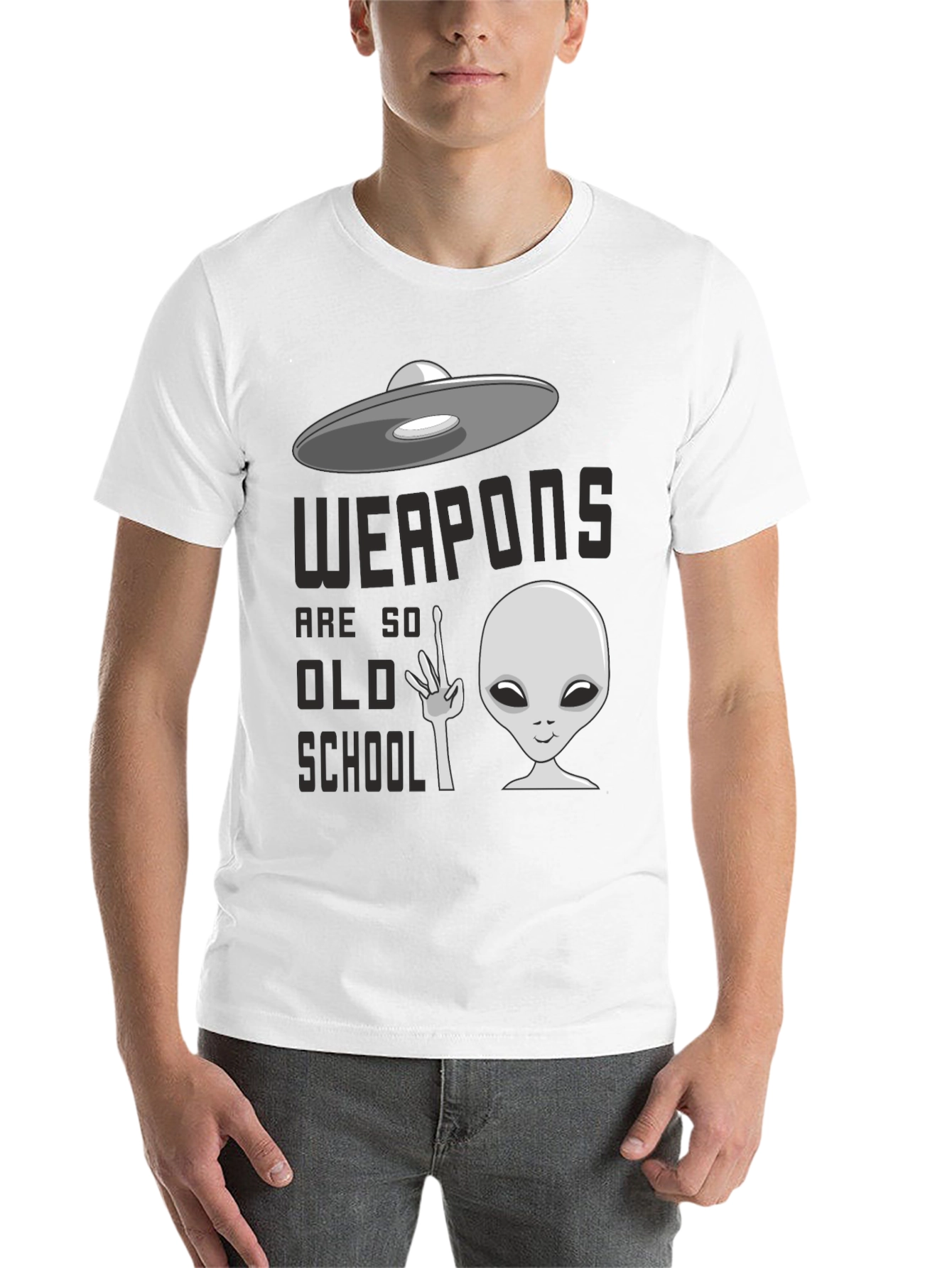 Black Weapons are so Old School UFO Alien Graphic Tee view 14
